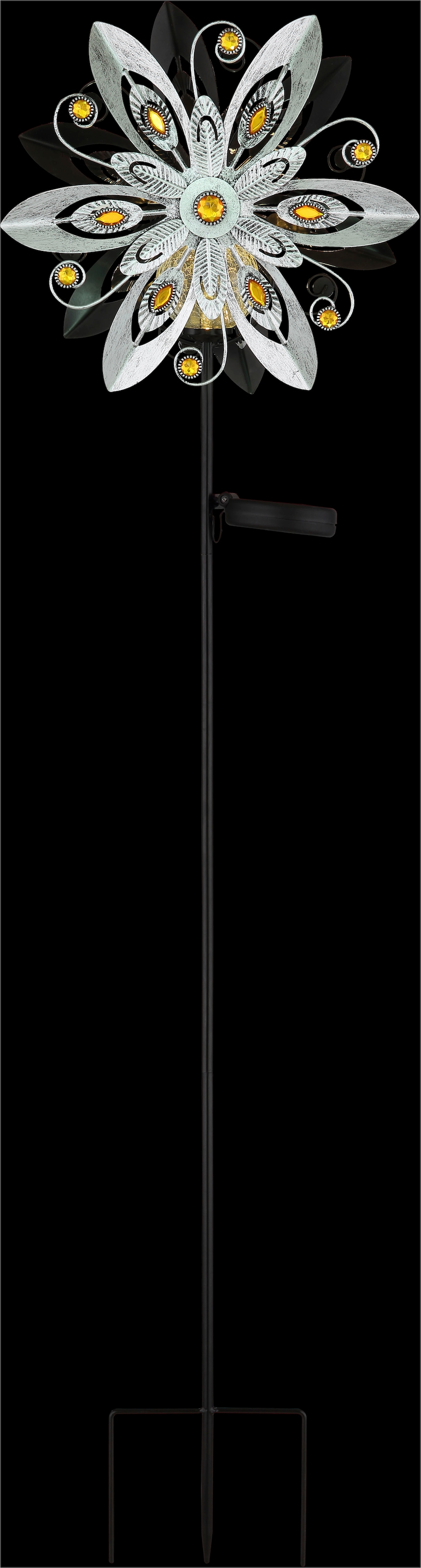 GLOBO LIGHTING LED Solarleuchte »SOLARLEUCHTE METALL SILBERGRAU, 1XLED« LED-Modul 1 Stk. Warmweiß Solar Garten Terrasse Außenbeleuchtung Dekoleuchten