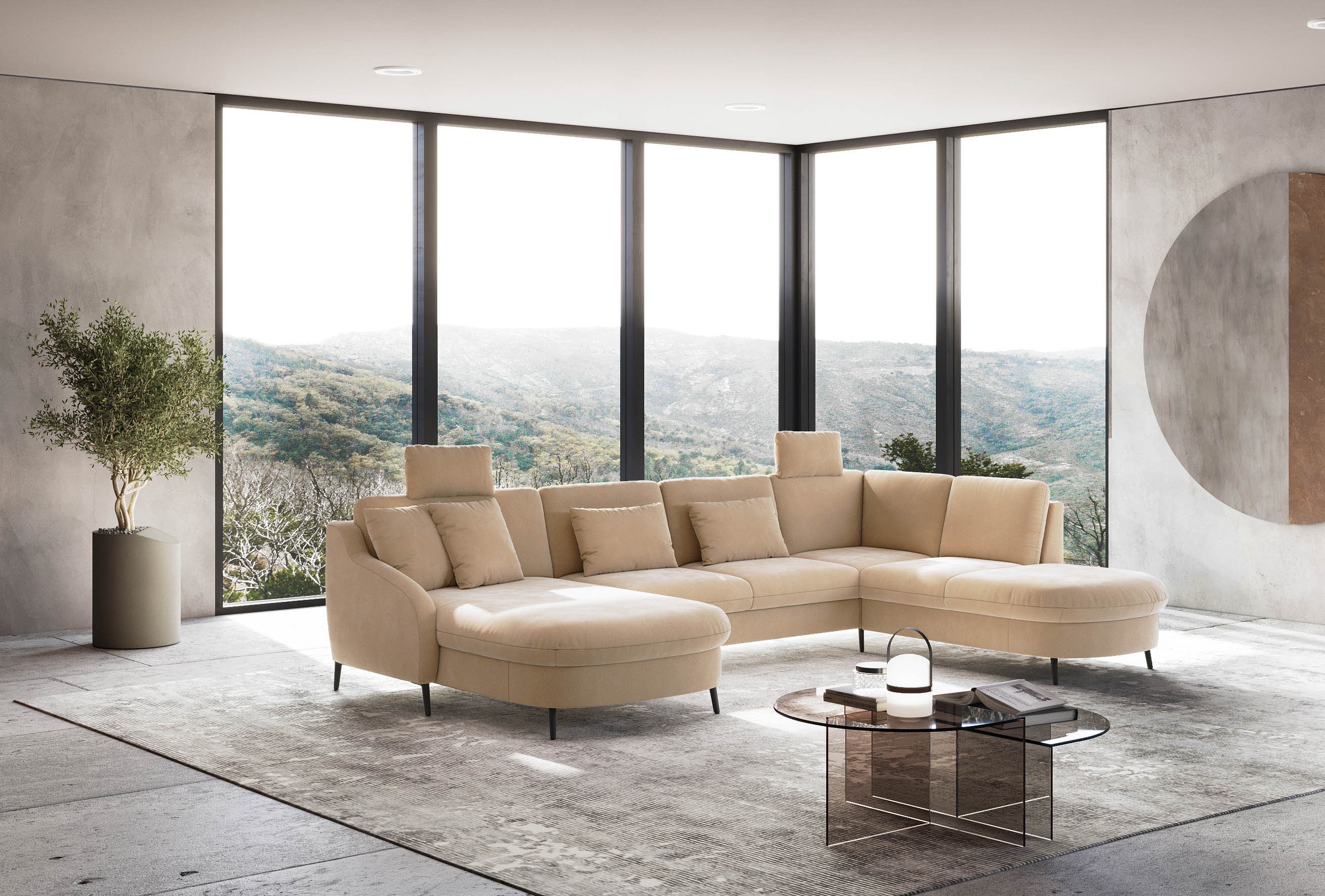 sit&more Wohnlandschaft »Soul U-Form« wahlweise mit Bettfunktion und Bettkasten oder Schubkasten