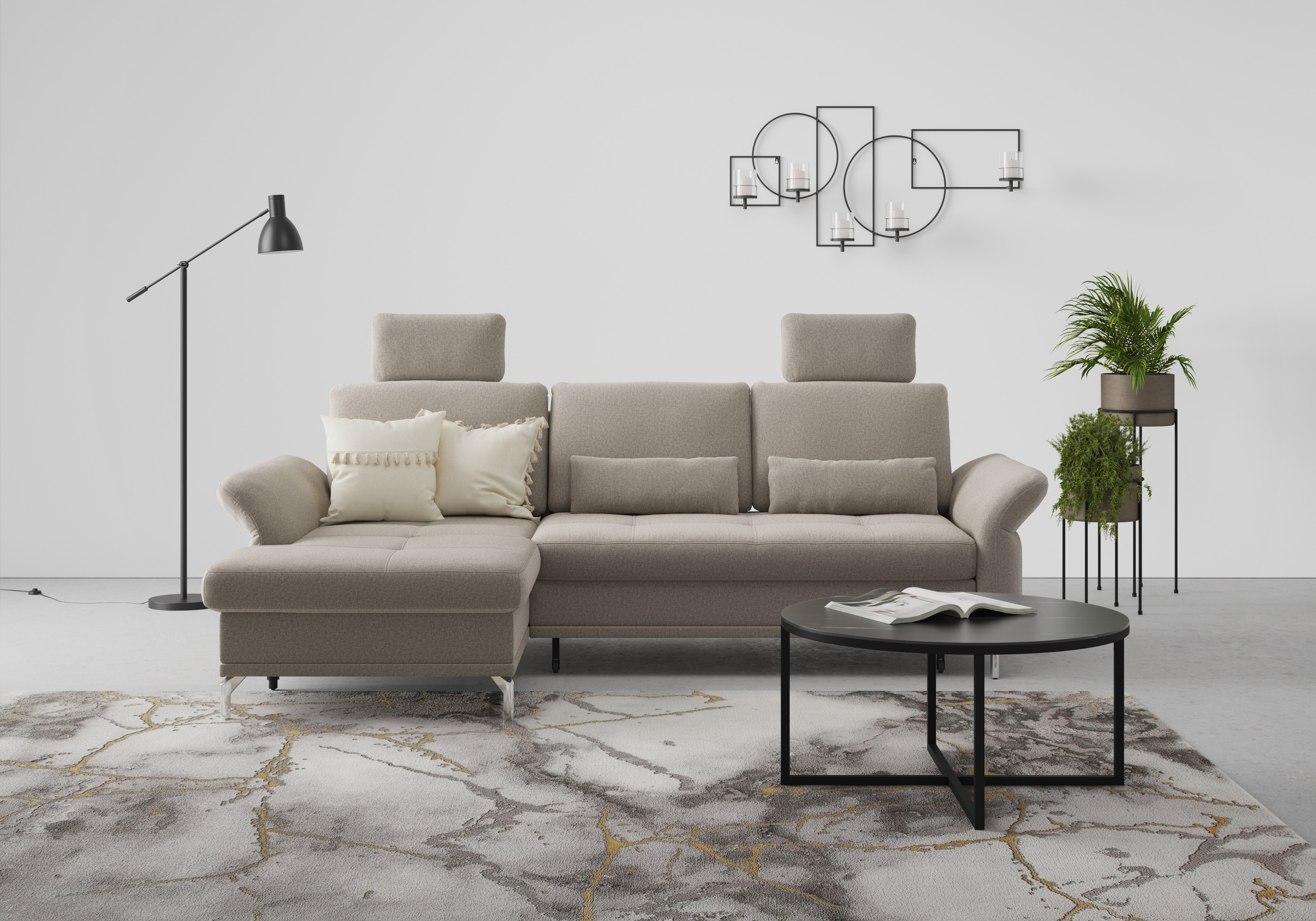 INOSIGN Ecksofa »Palm Beach L-Form«, Federkern, mit Sitztiefenverstellung, wahlweise mit Bettfunktion
