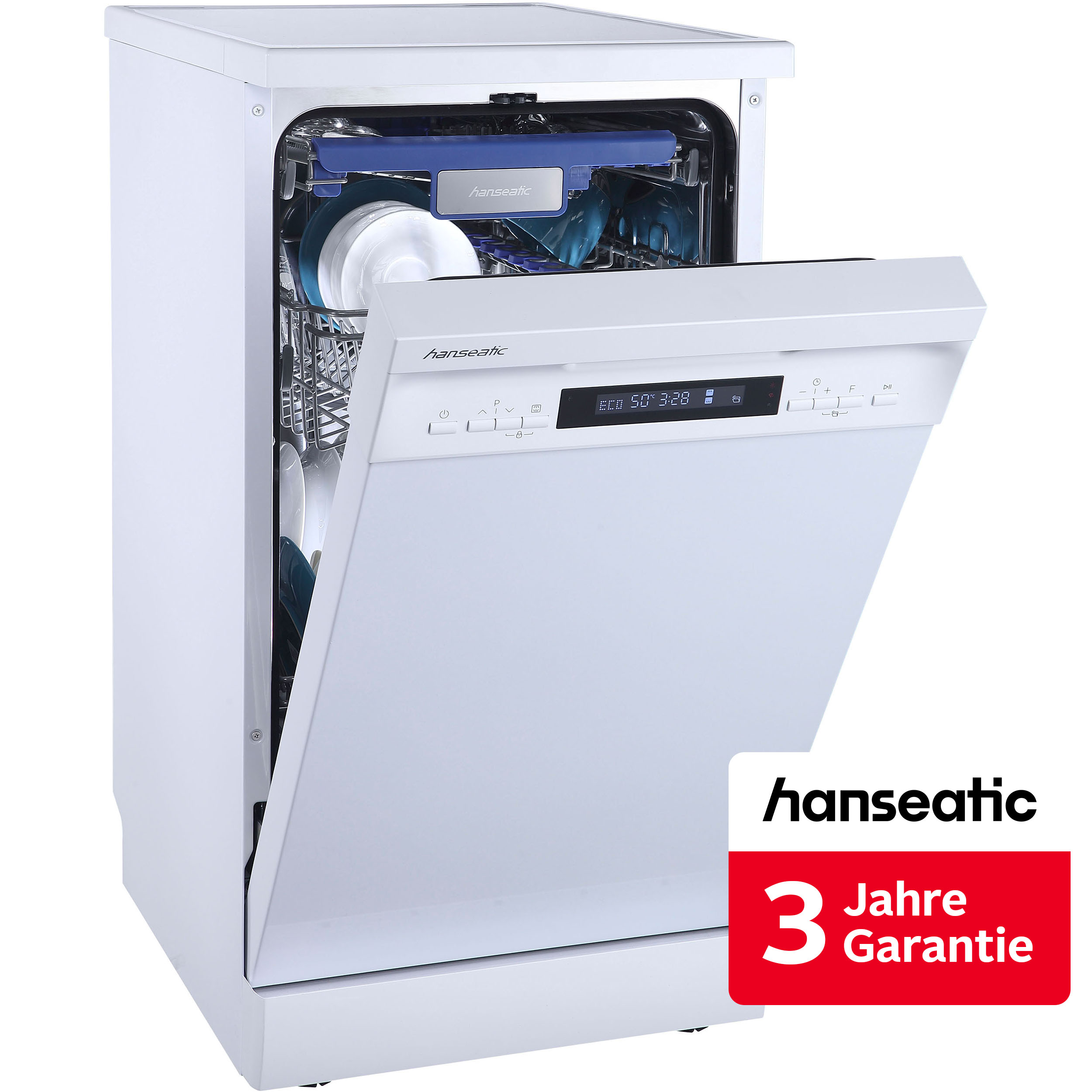 Hanseatic Standgeschirrspüler "HG4585C107636RW" 10 Maßgedecke inkl. 3 Jahre Herstellergarantie