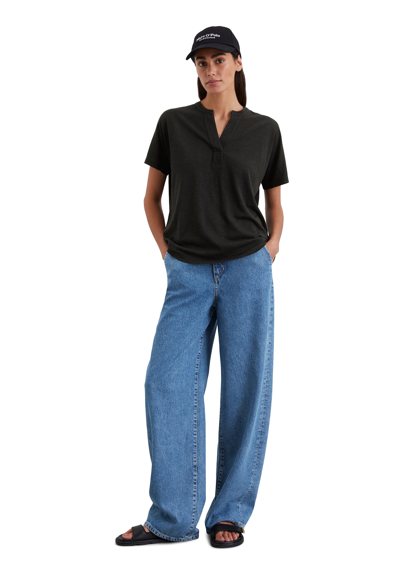 Marc O'Polo Kurzarmbluse »aus Organic Cotton-Viskose-Slub-Jersey«