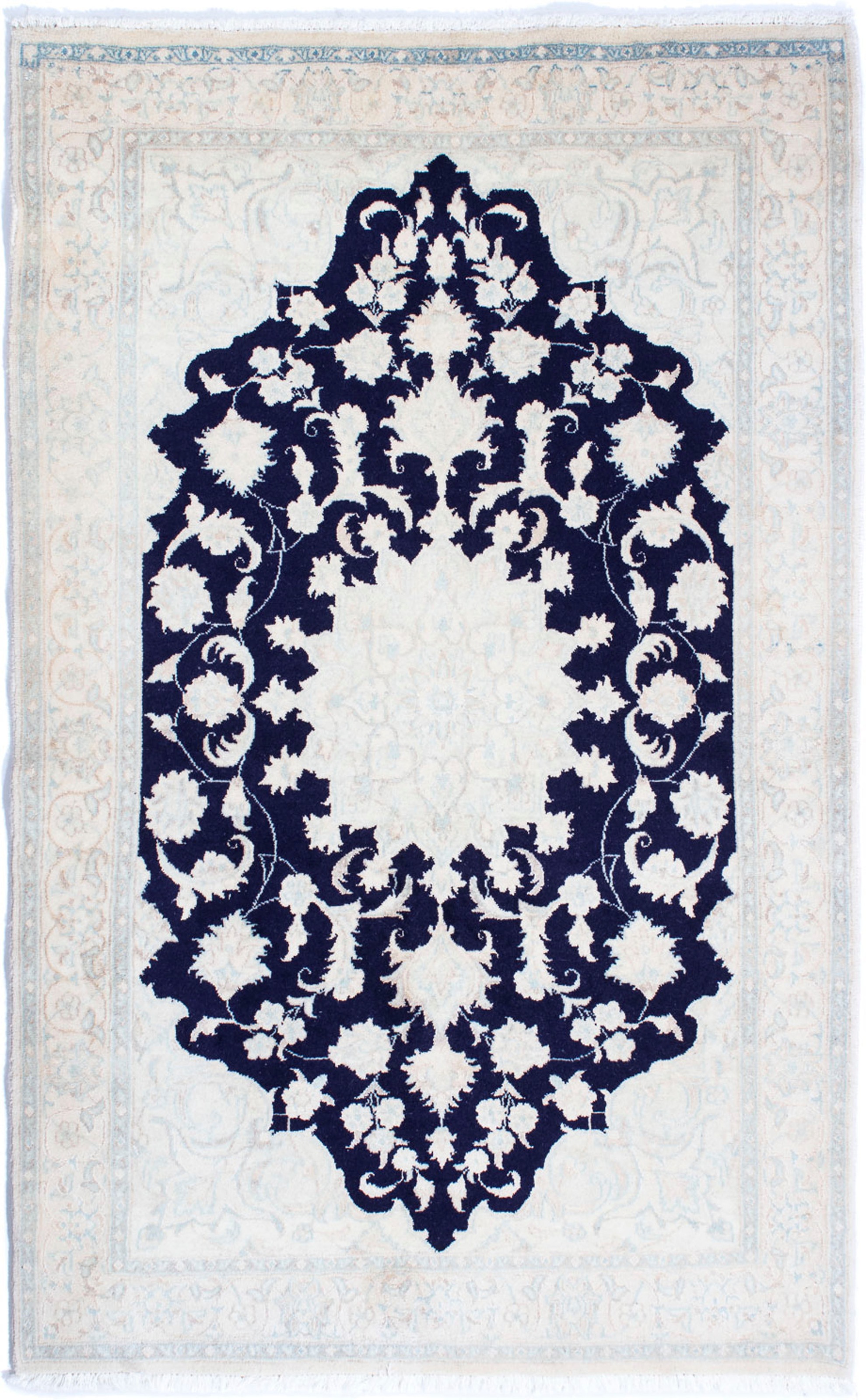 morgenland Orientteppich »Perser - Nain - Royal - 198 x 123 cm - beige«, rechteckig, Wohnzimmer, Handgeknüpft, Einzelstück mit Zertifikat