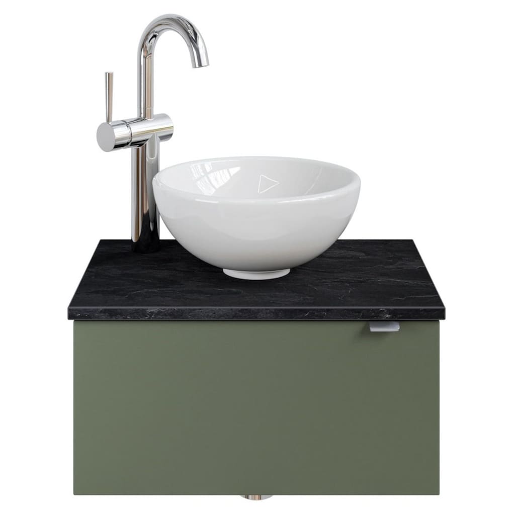 Saphir Waschtisch »Serie 6915 Waschschale mit Unterschrank für Gästebad, Gäste WC«, 51 cm mit Keramik-Aufsatzbecken und 1 Tür