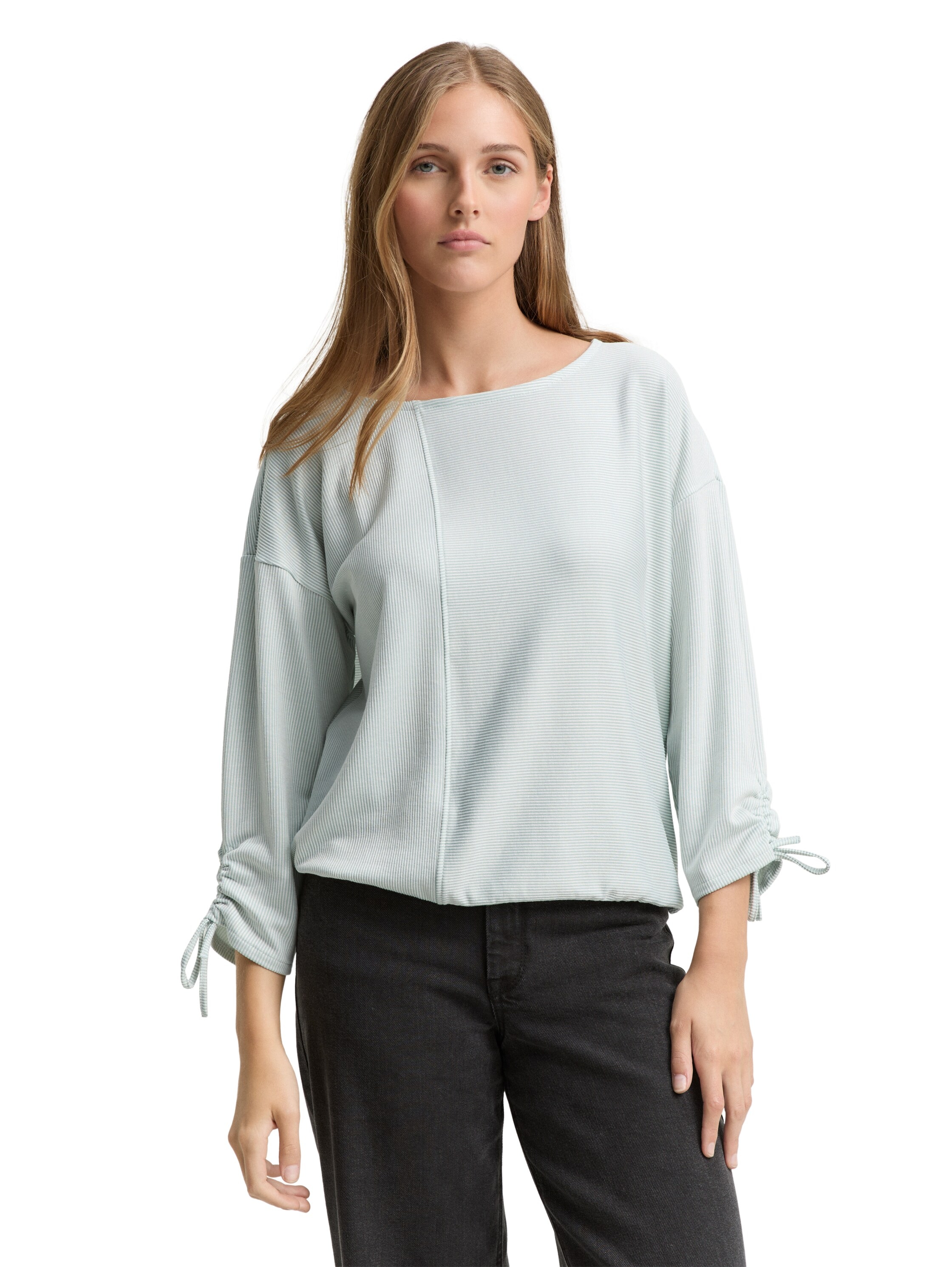 TOM TAILOR Denim 3/4-Arm-Shirt, in feiner Rippoptik günstig online kaufen