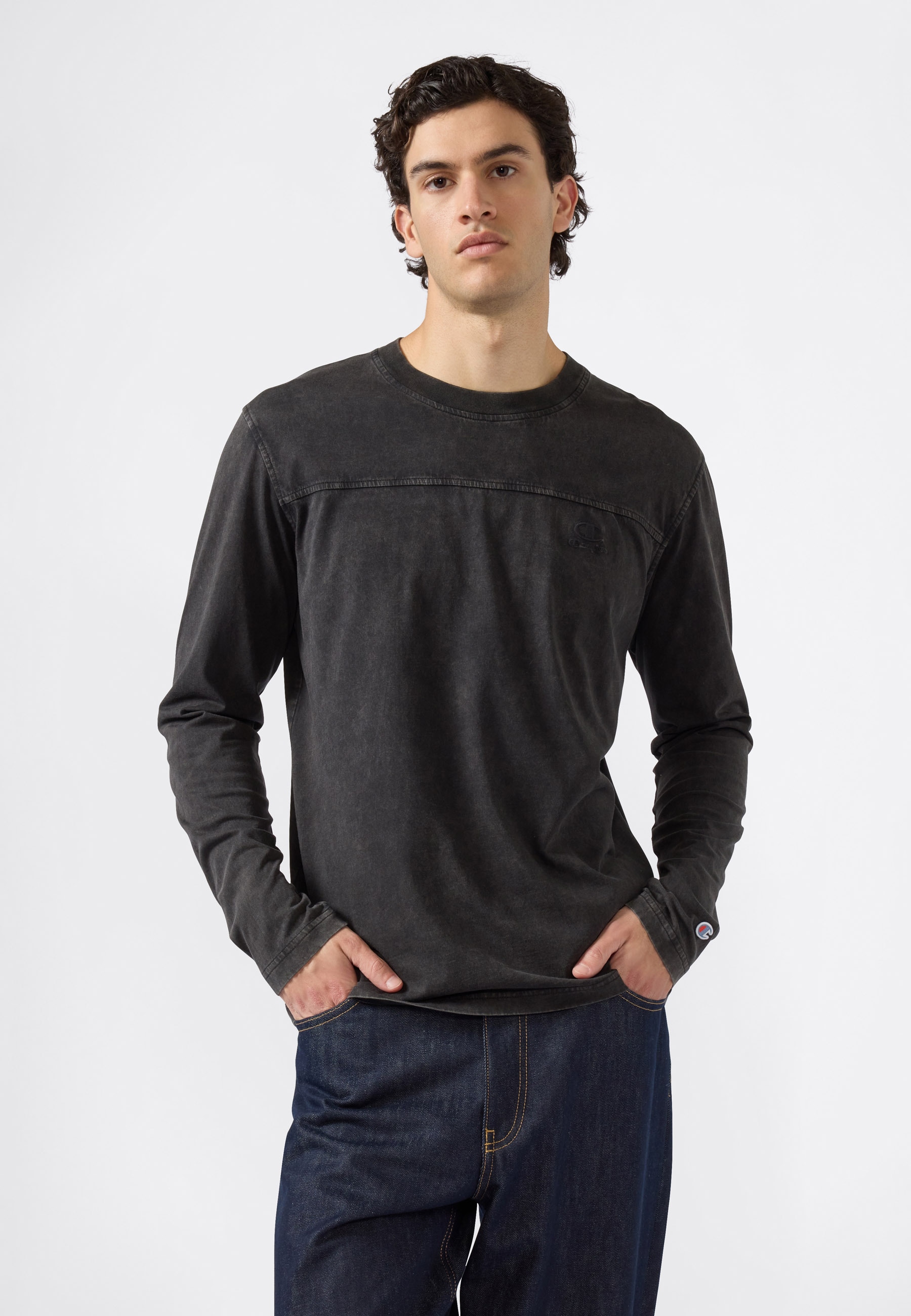 Champion Langarmshirt "ICONS Wash Crewneck Long Sleeve T-Shirt" langärmliges Oberteil, aus Baumwolle, auch in großen Größen