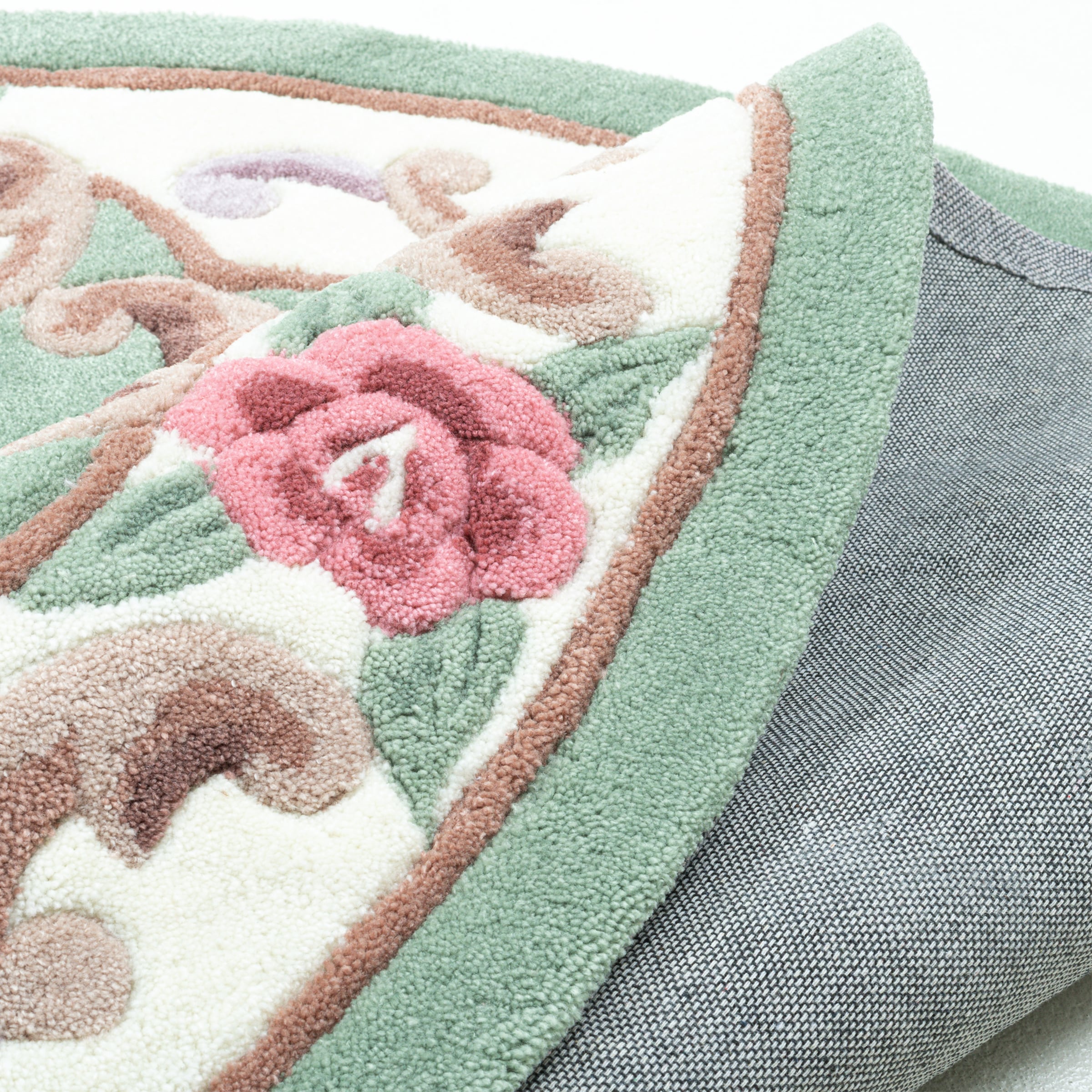 THEKO Teppich »Ming, handgetuftet« rund 14 mm Höhe Pastell-Farben, florales Design, auch in oval & rund, Wohnzimmer
