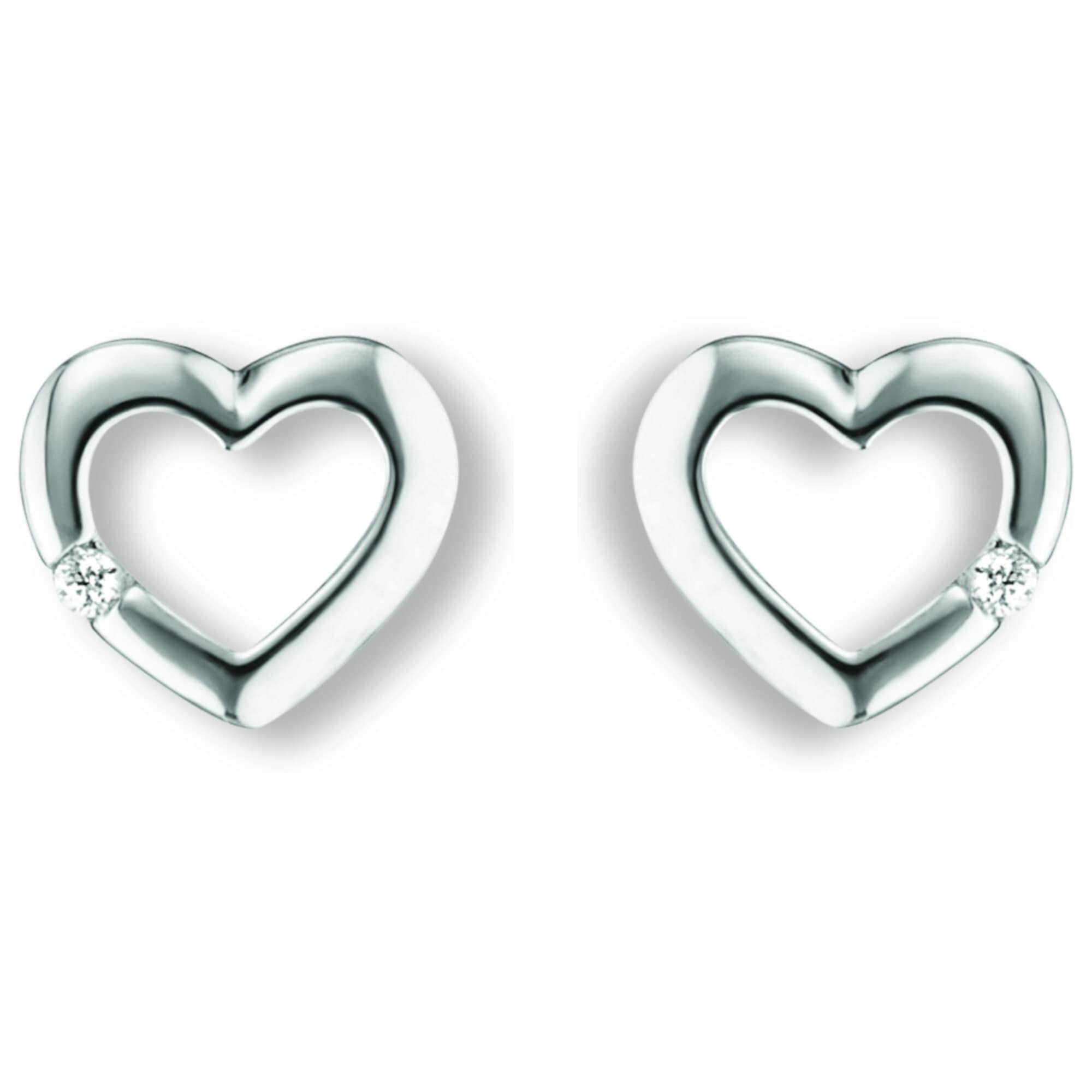 ONE ELEMENT Paar Ohrhänger »Zirkonia Herz Ohrringe Ohrstecker aus 925 Silber«, edles Design – modisch & dezent zugleich