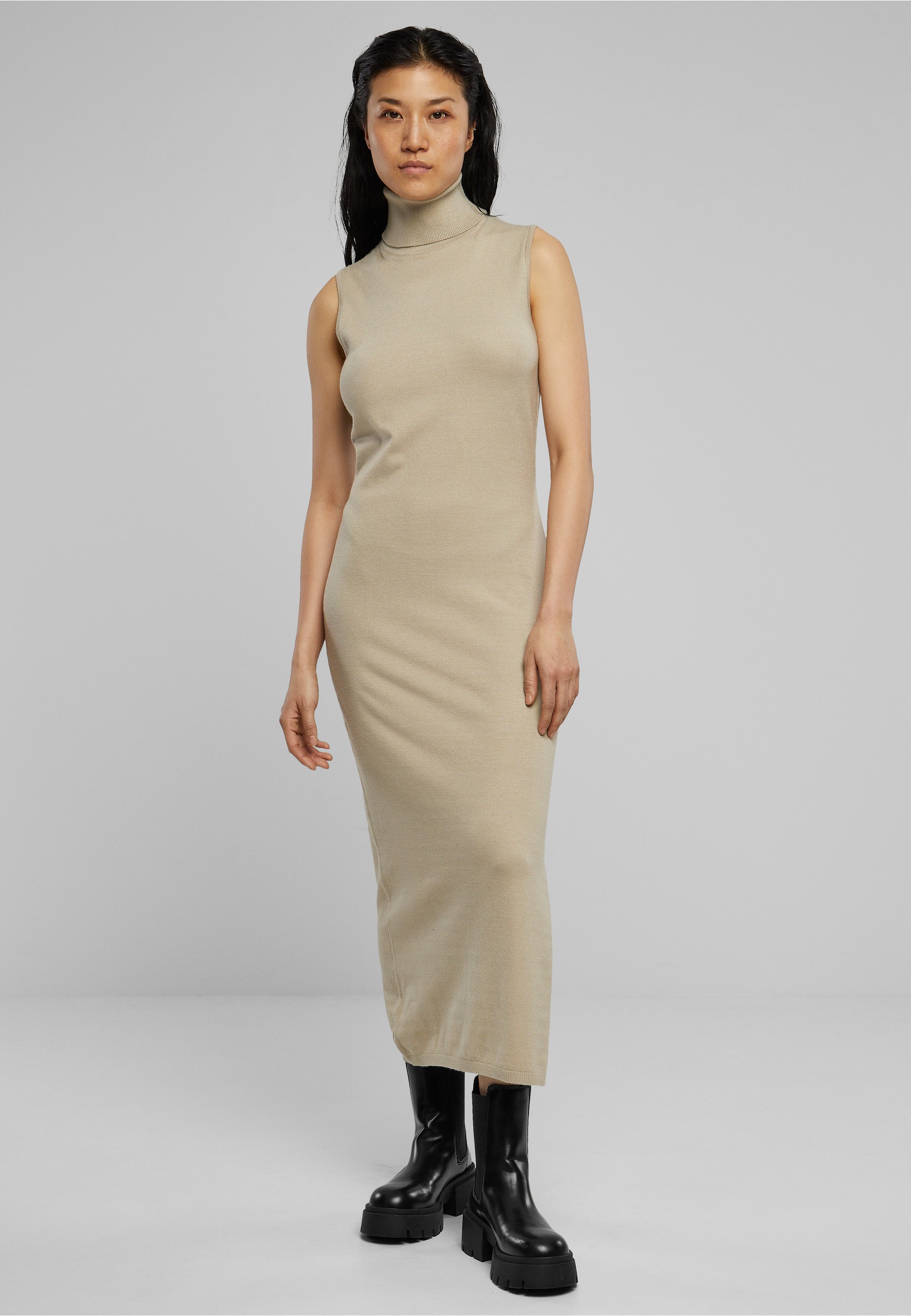 URBAN CLASSICS Shirtkleid »Urban Classics Damen Ladies Knitted Eco Viscose Turtleneck Dress« 1 Stk. tlg.