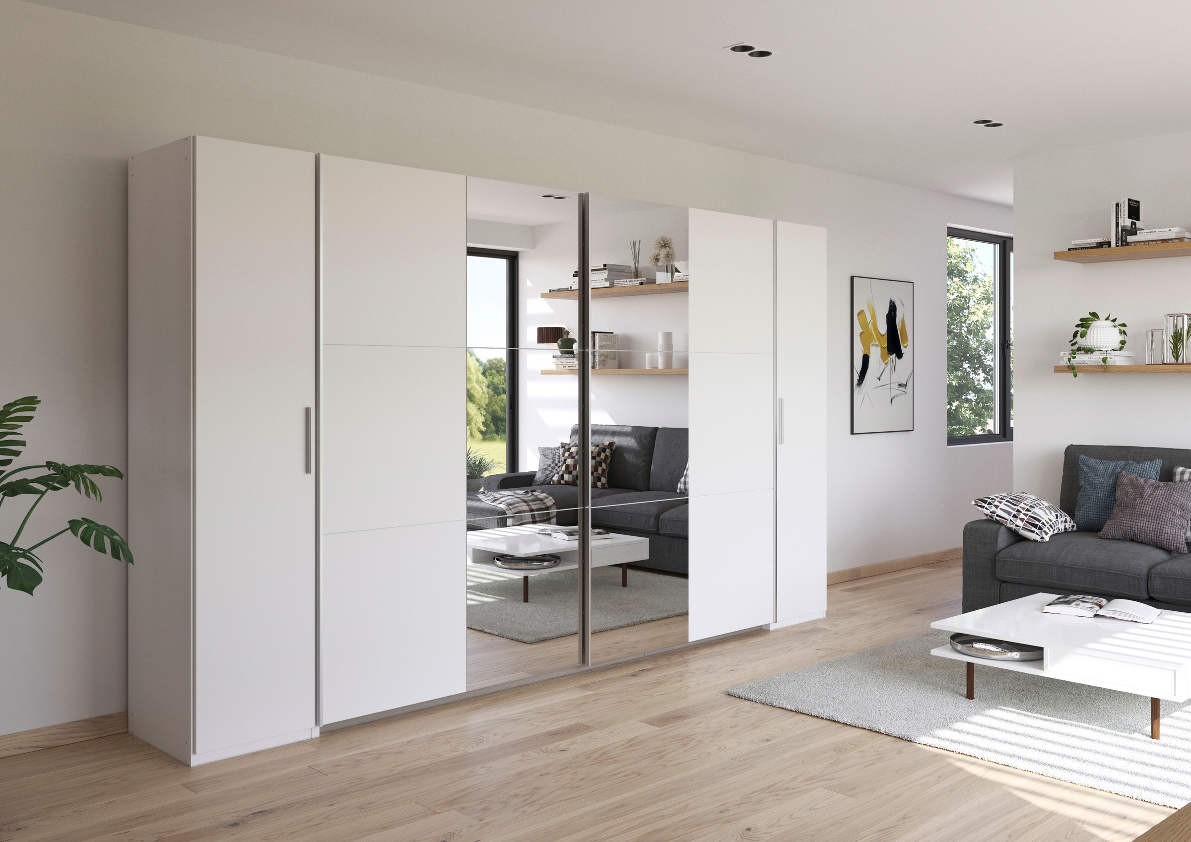 Thumbnail - rauch Schwebetürenschrank "Kleiderschrank Drehtürenschrank Schrank Garderobe KRONACH TOPSELLER" in 3 Ausstattungen BASIC...