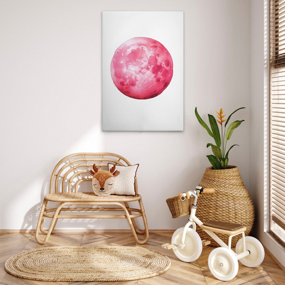 A.S. Création Leinwandbild "Pink Moon - Wandbild Weiß Pink Keilrahmen Kunst günstig online kaufen