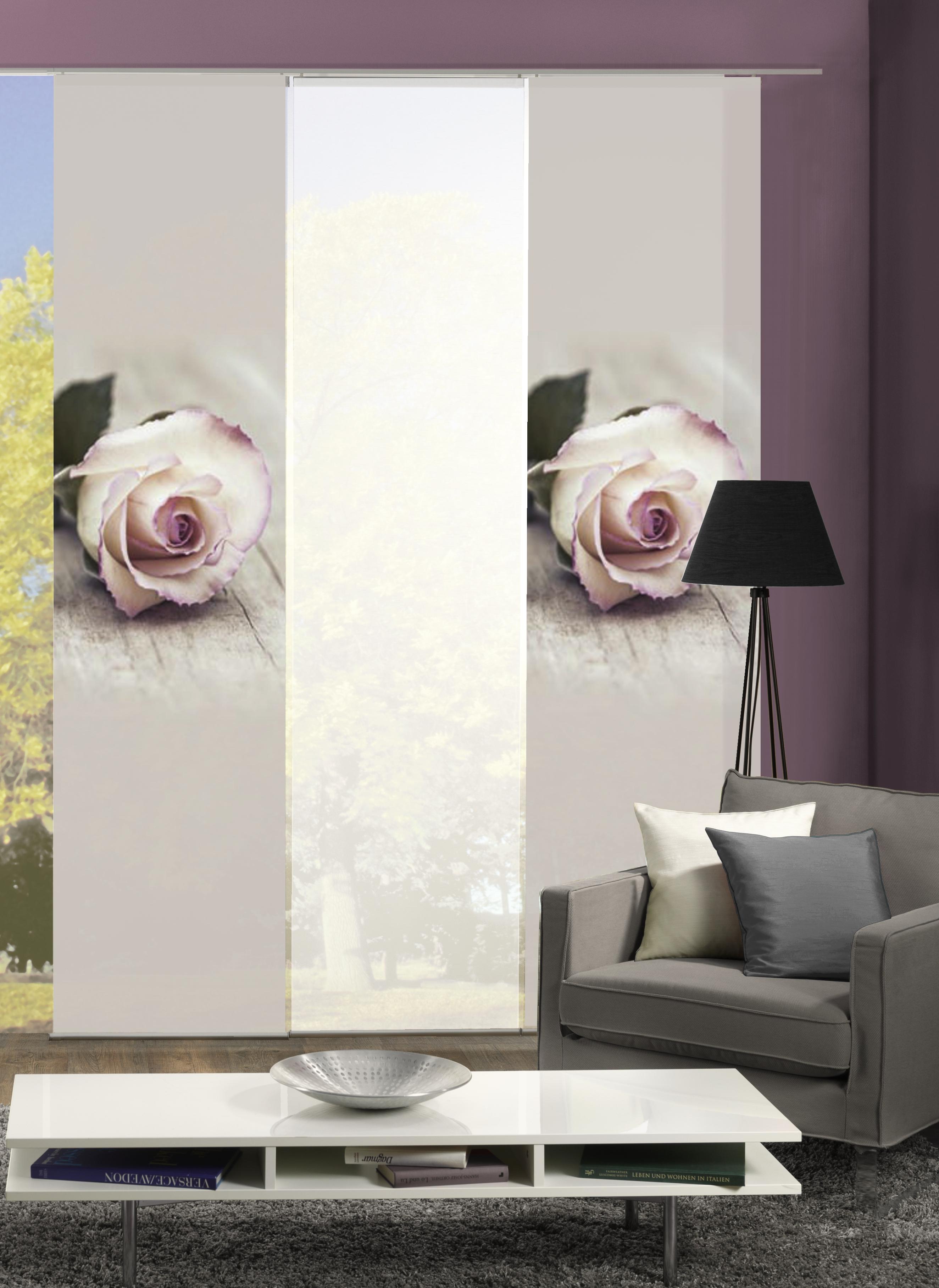 HOME WOHNIDEEN Schiebegardine "ROSIES" Klettband 3 Stk. tlg. HxB: 245x60, i günstig online kaufen