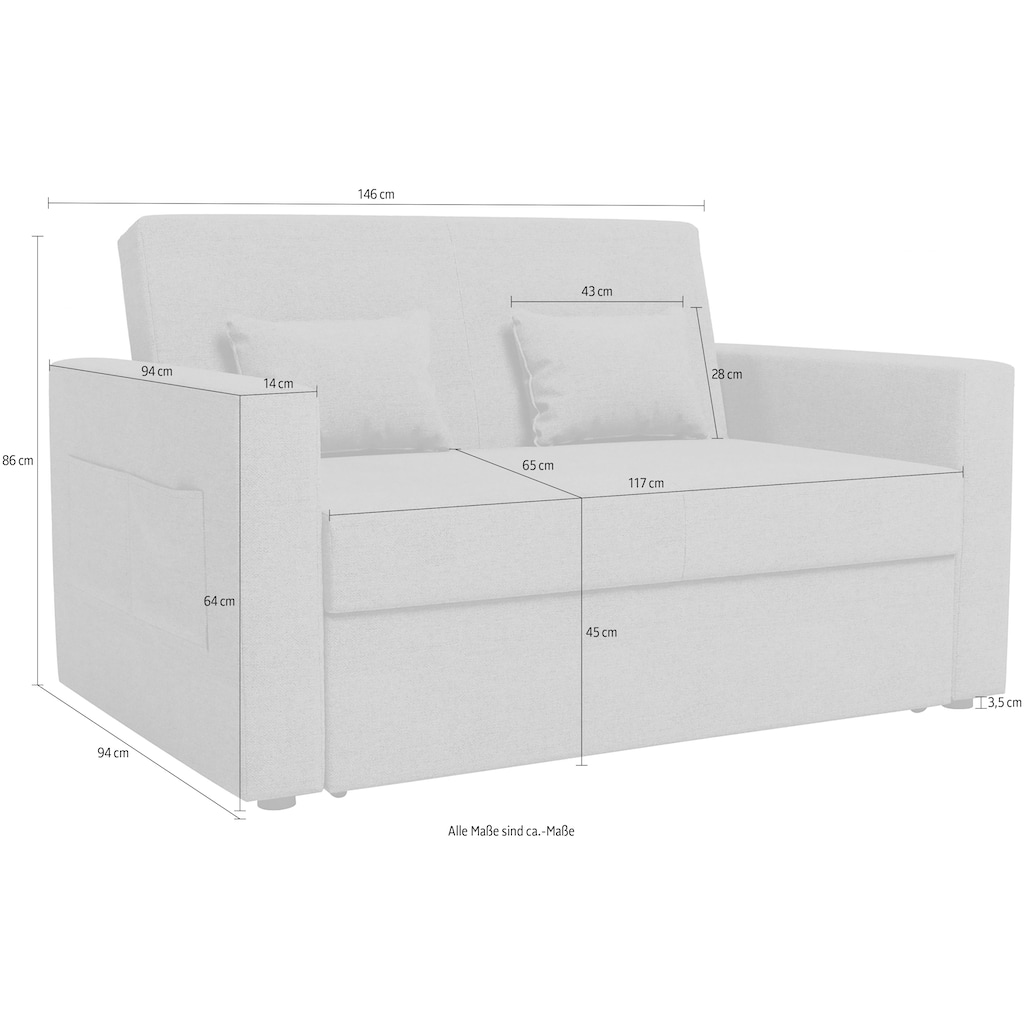 INOSIGN Schlafsofa »Ravena Breite 146 cm, mit Bettfunktion«