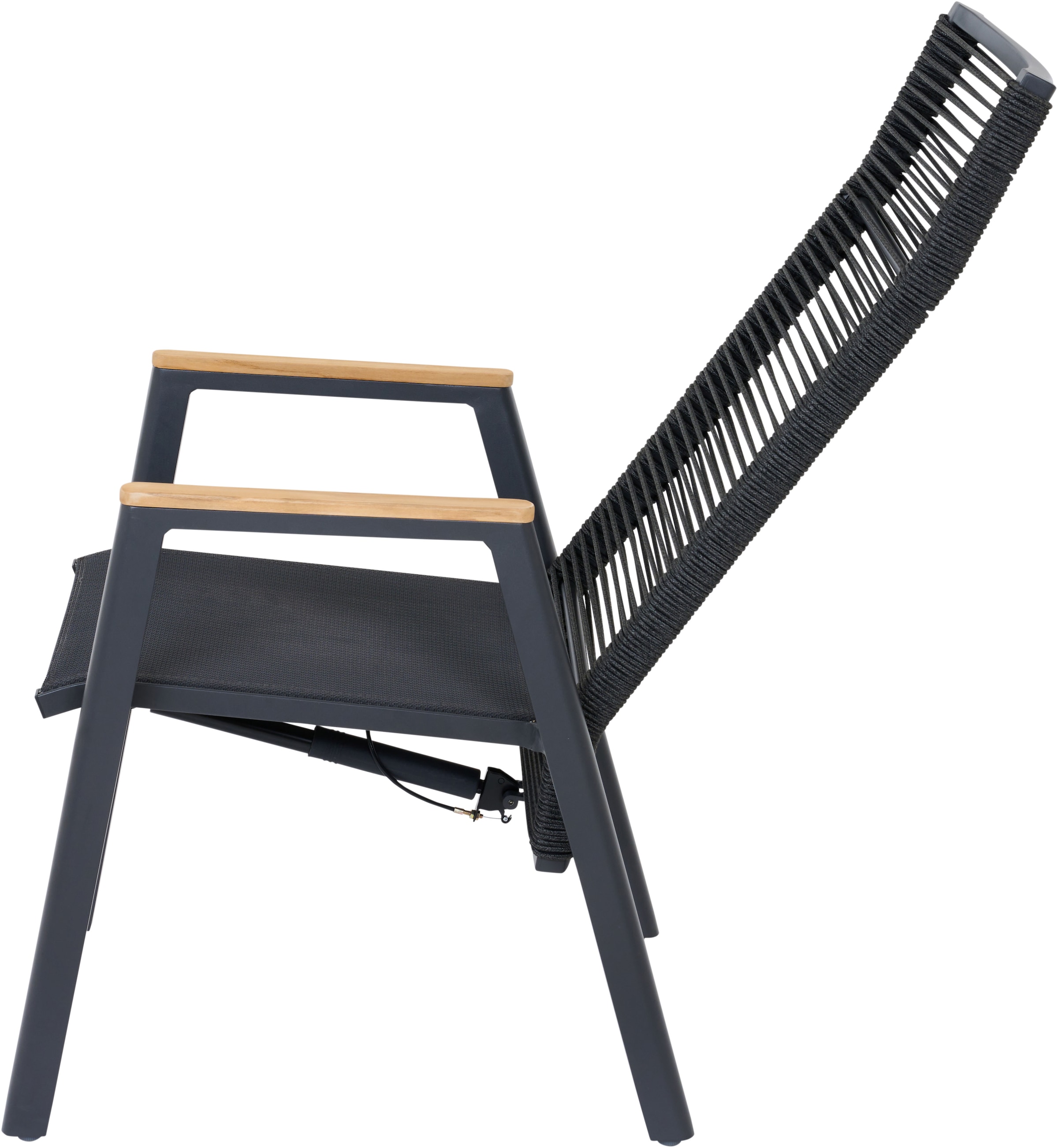 Siena Garden Gartensessel »BOLOGNA Move Sessel« Aluminiumgestell, Rope Geflecht, Armlehnen aus Teak FSC 100%