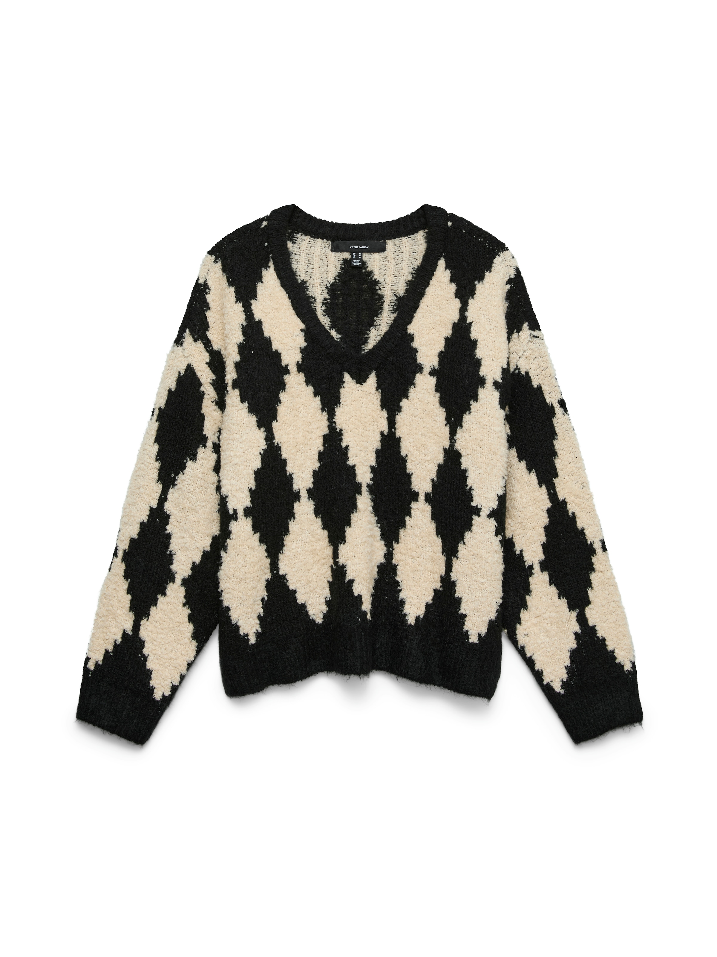 Vero Moda Strickpullover »VMCOLLEEN LS V-NECK PULLOVER BOO« Materialmix, mit Wolle und Stretch, Rautenmuster