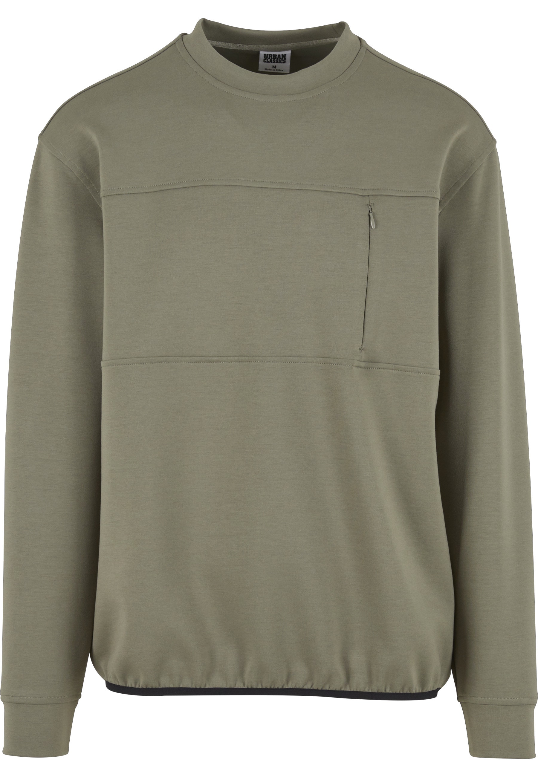 URBAN CLASSICS Sweater »Urban Classics Scuba Zip Pocket Crew«, 1 Stk.
