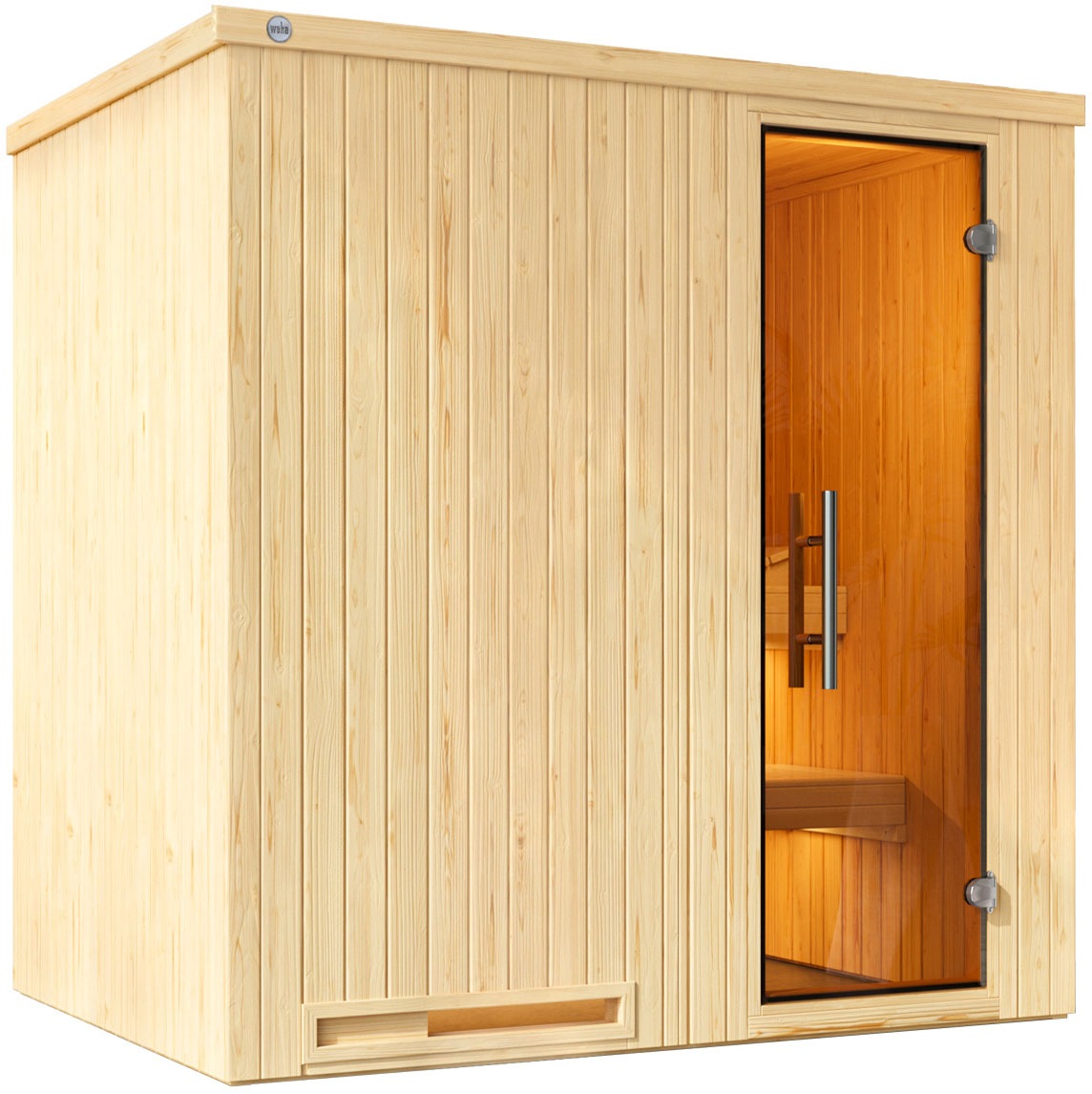 weka Sauna »Elementsauna HALMSTAD 1«, vorgefertigte Elemente, moderne Ganzglastür