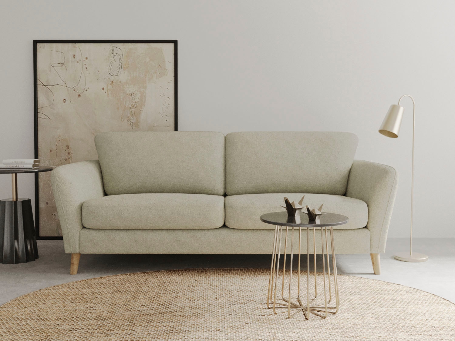 Home affaire 3-Sitzer "MARSEILLE Sofa 206 cm", Massivholzbeine Eiche, Landh günstig online kaufen