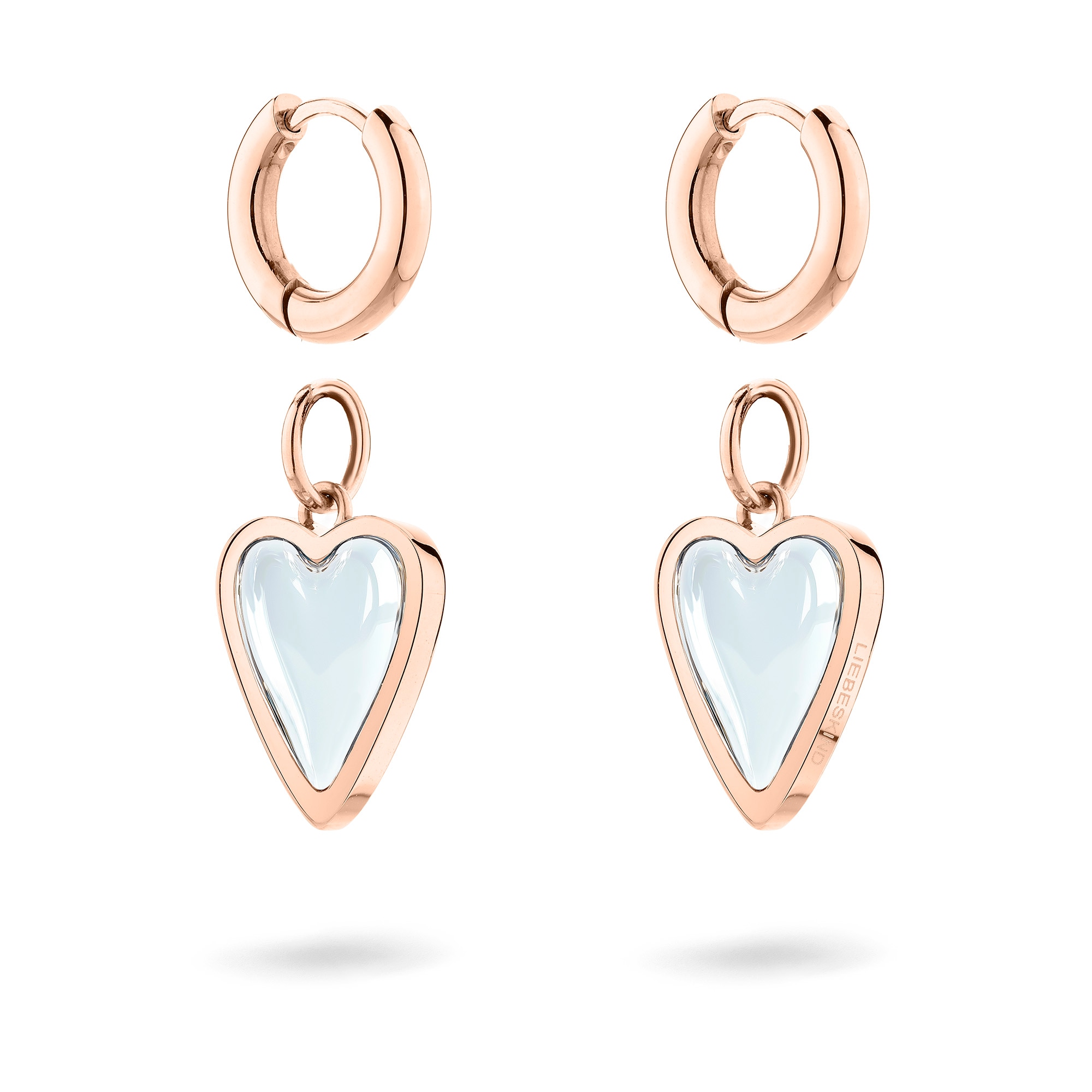 Liebeskind Berlin Paar Creolen »Schmuck Ohrringe mit abnehmbaren Herz-Einhängern Glass Heart« mit Glasstein