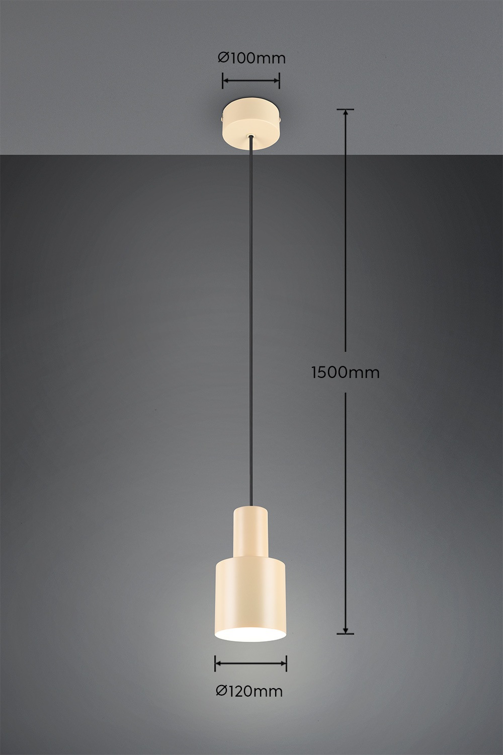 TRIO Leuchten Pendelleuchte »AGUDO, Hängelampe 1-flammig, exkl 1xE27 max 10W, höhenverstellbar«, 1 flammig, Leuchtmittel E27 | Leuchtmittel wechselbar, Hängelampe Ø 12cm, bis max 150cm Abhängung, Küche Esszimmer Wohnzimmer