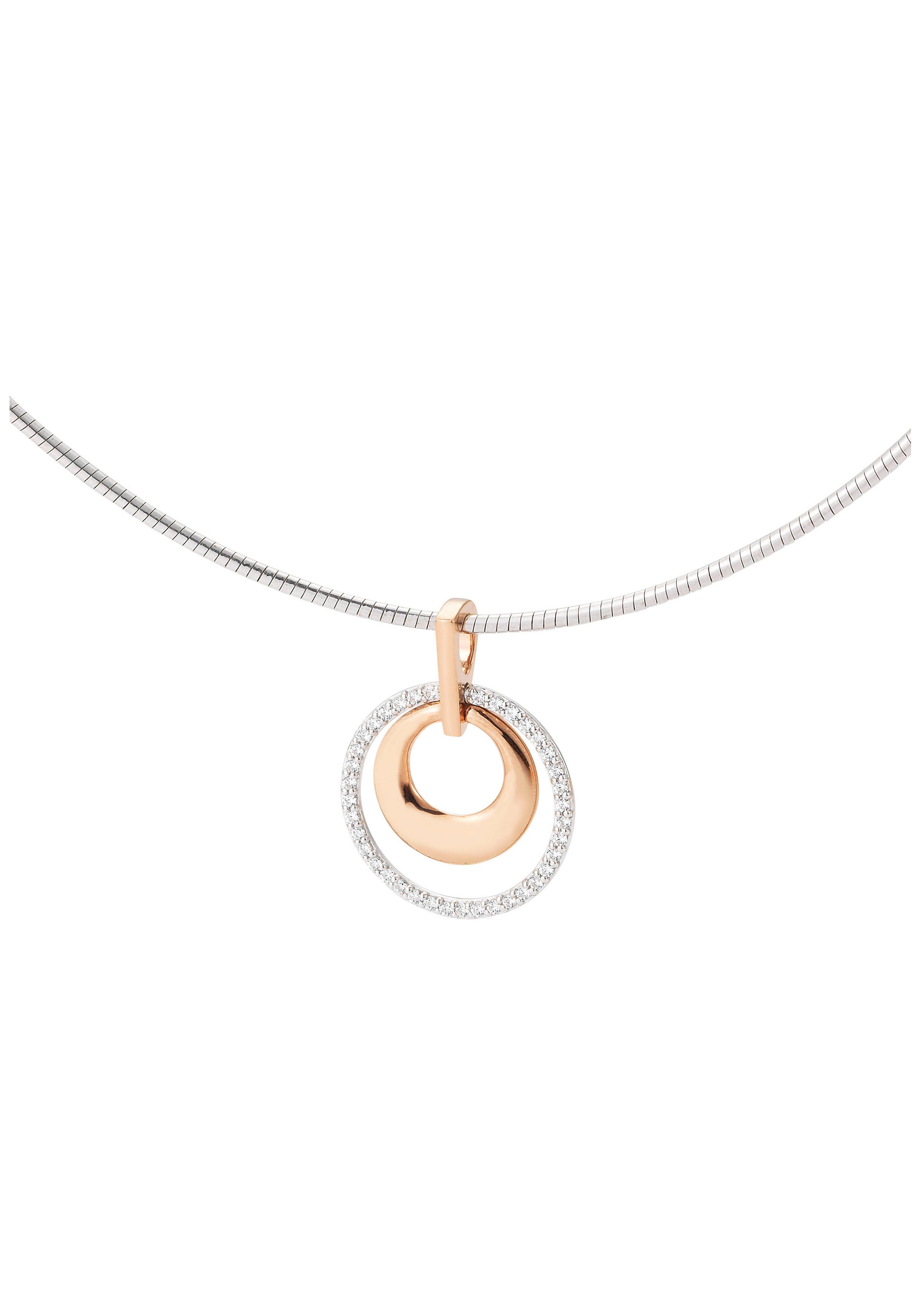 JOBO Kettenanhänger »Anhänger rund 17 mm« ()  14 Karat 585 Gold bicolor mit 38 Diamanten