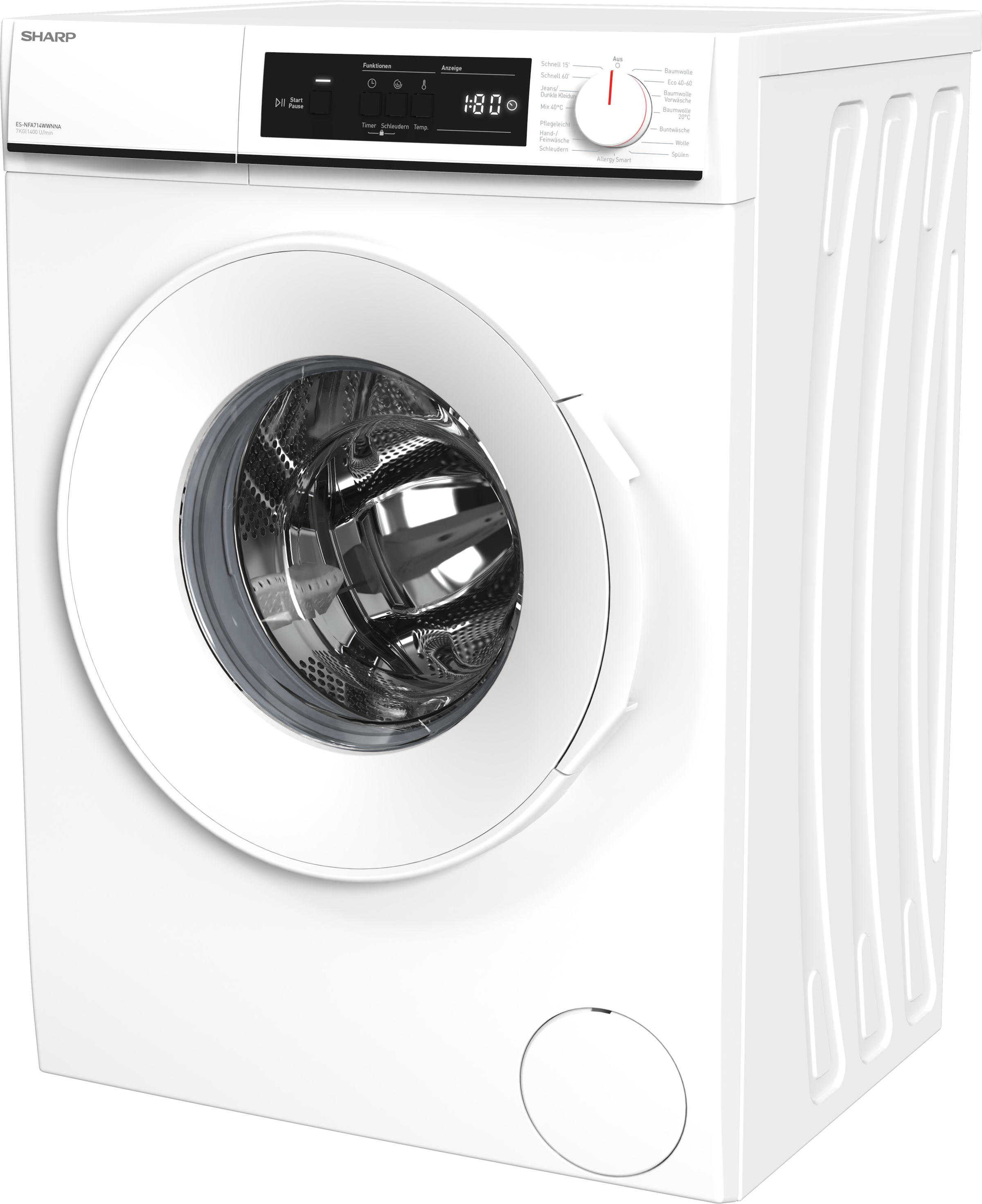 Sharp Waschmaschine Budget PROMO »ES-NFA714WWNNA-DE«, 7 kg, 1400 U/min, 7kg / A / AquaStop /White