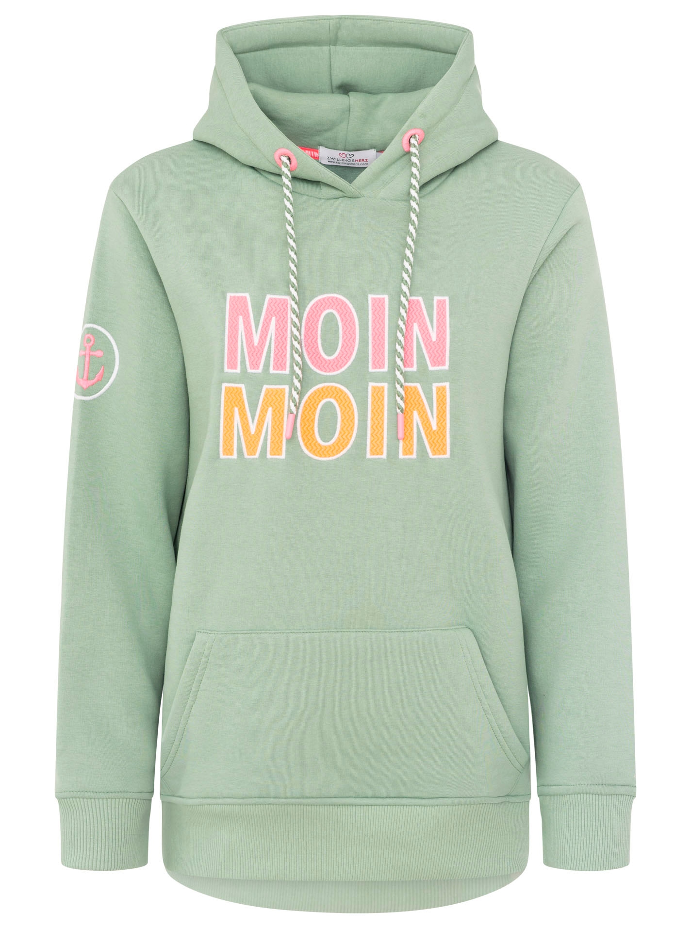Zwillingsherz Hoodie »"Moin Moin"«, auffälliges Front Logo, Anker am Arm, Kapuze mit Kordel, Kängurutasche
