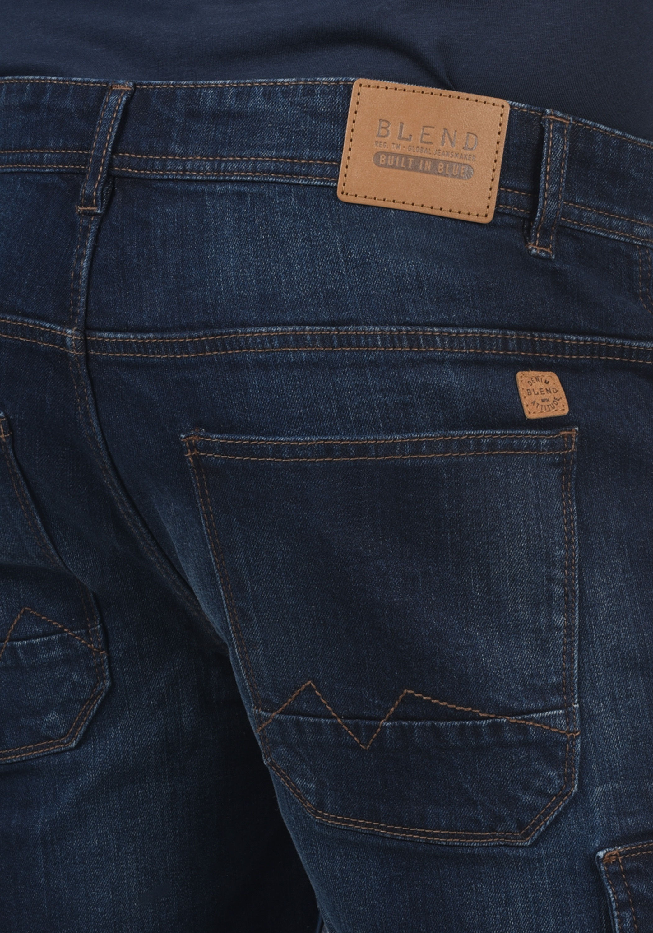 Jeansshorts BLEND "BHJacko", Herren, Gr. S, US-Größen, denim dunkelblau, Web, 98% Baumwolle, 2% Elasthan, unifarben, regular fit normal, Jeans Jeansshorts, Cargoshorts aus Denim 6