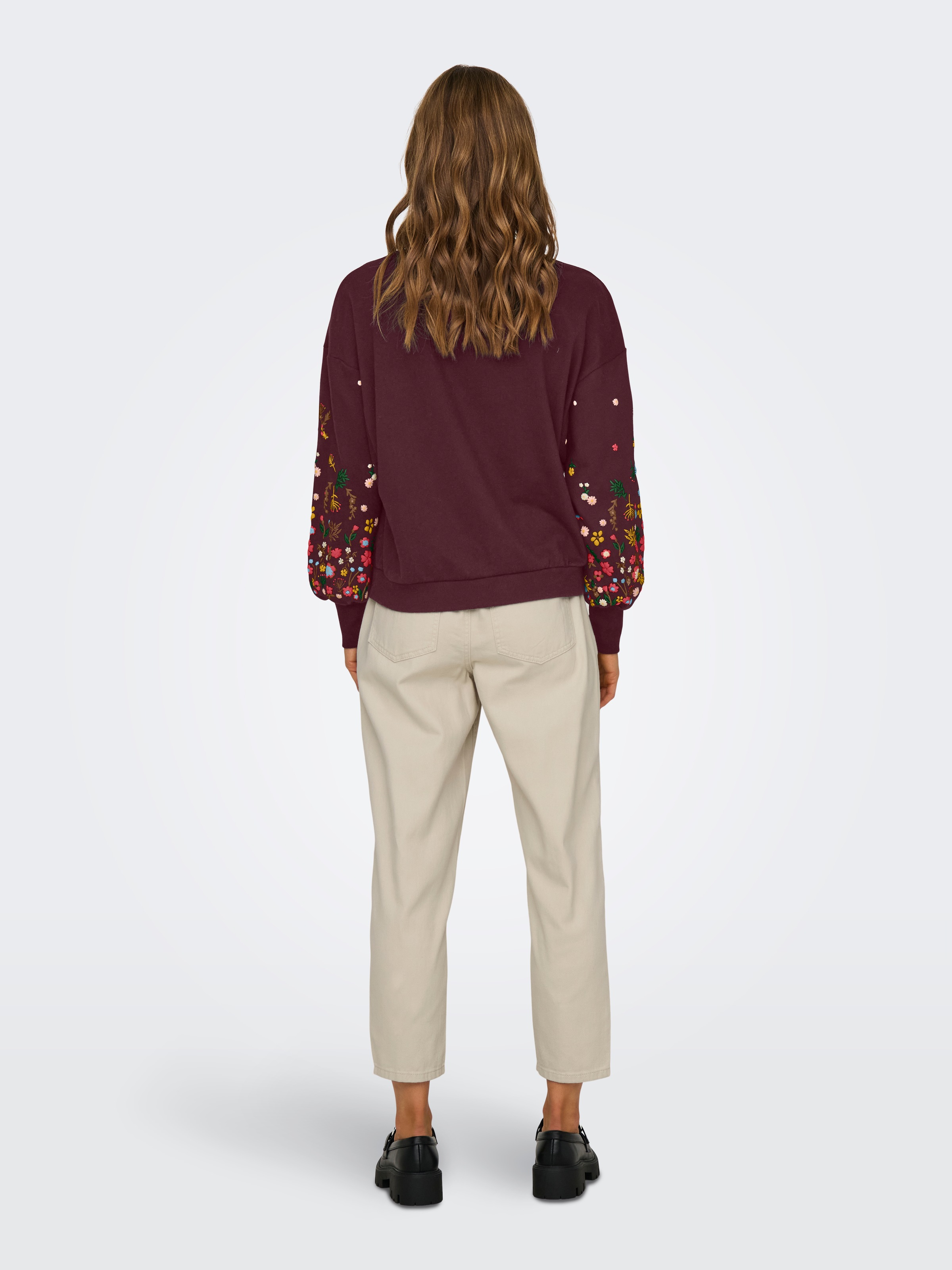 ONLY Sweatshirt "ONLBROOKE L/S O-NECK FLOWER SWT", Baumwollmischung, regula günstig online kaufen