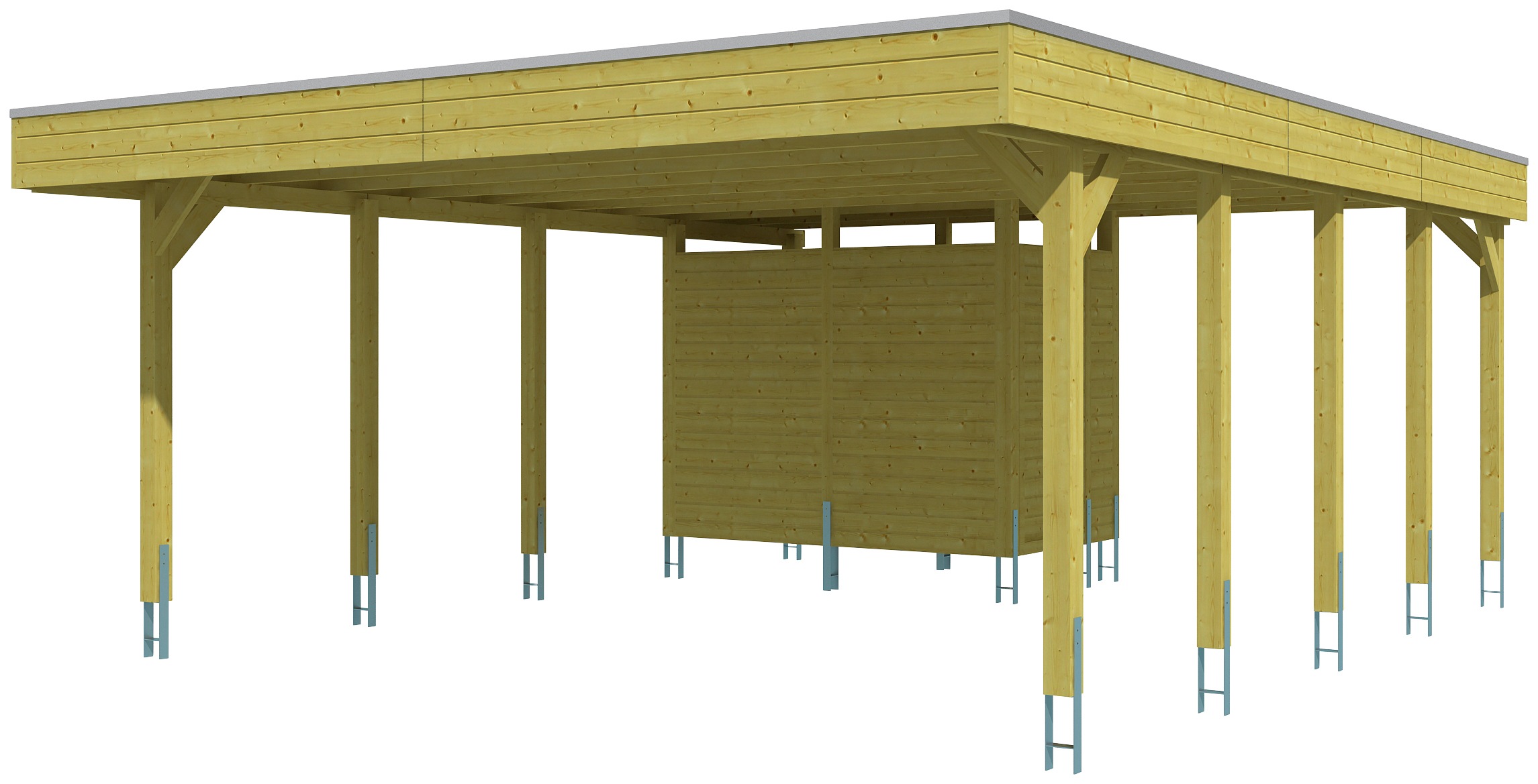 Skanholz Doppelcarport »Friesland«, Holz, 514 cm, grün, mit Abstellraum
