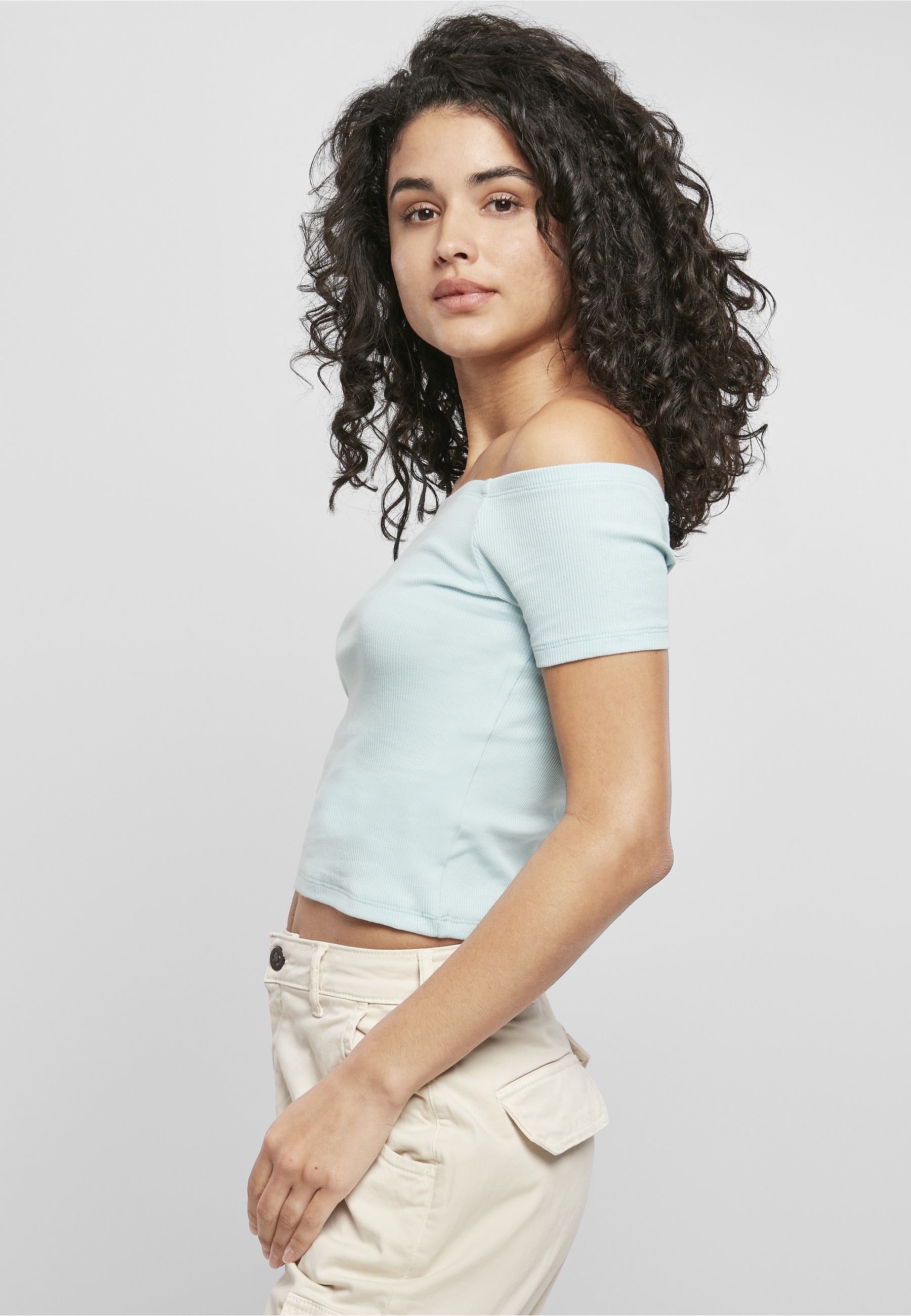 URBAN CLASSICS T-Shirt »Urban Classics Damen Ladies Off Shoulder Rib Tee« 1 Stk.