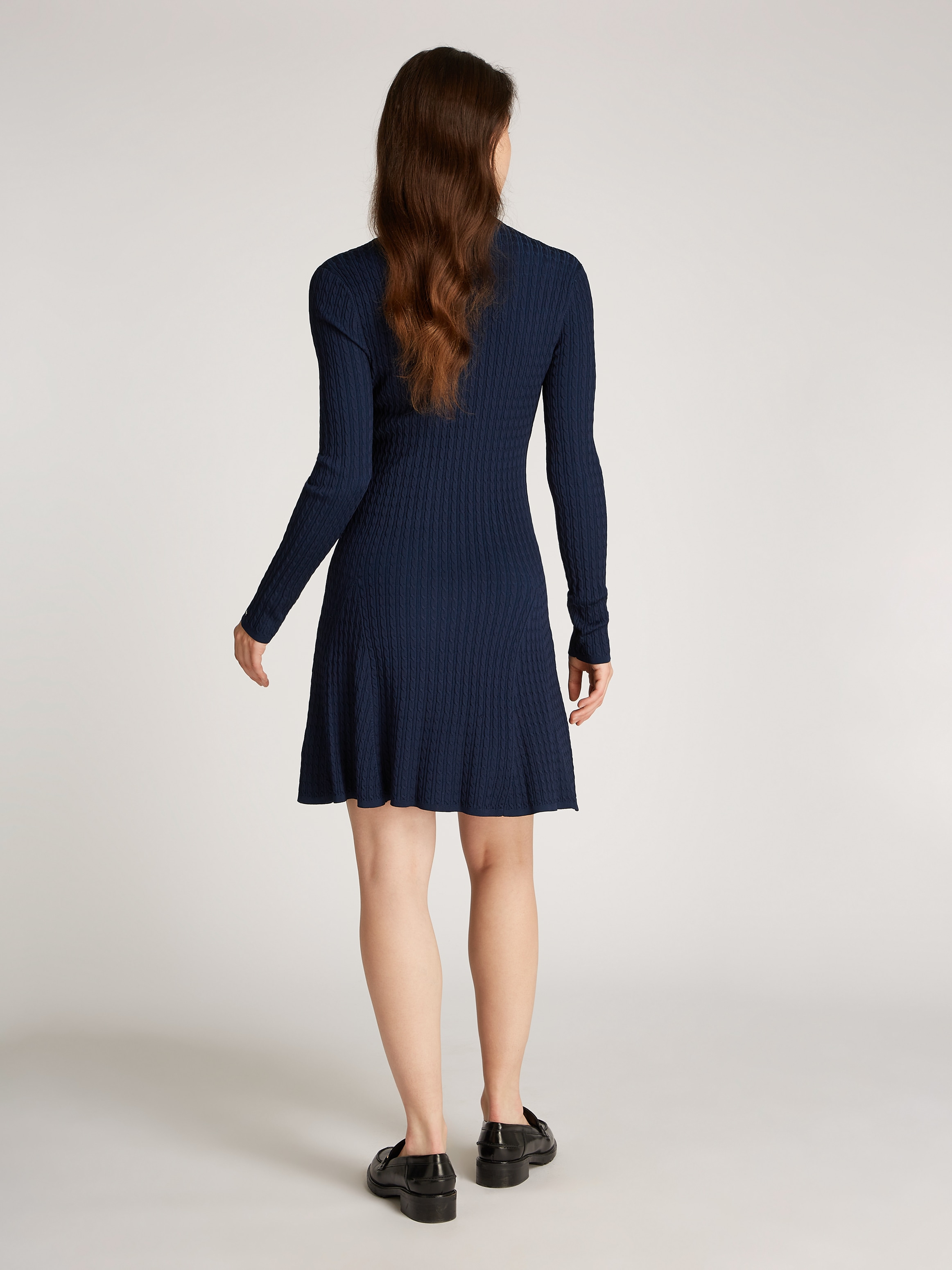 Tommy Hilfiger Strickkleid "RAYON CABLE F&F LS MIDI DRESS", mit Zopfmuster, günstig online kaufen