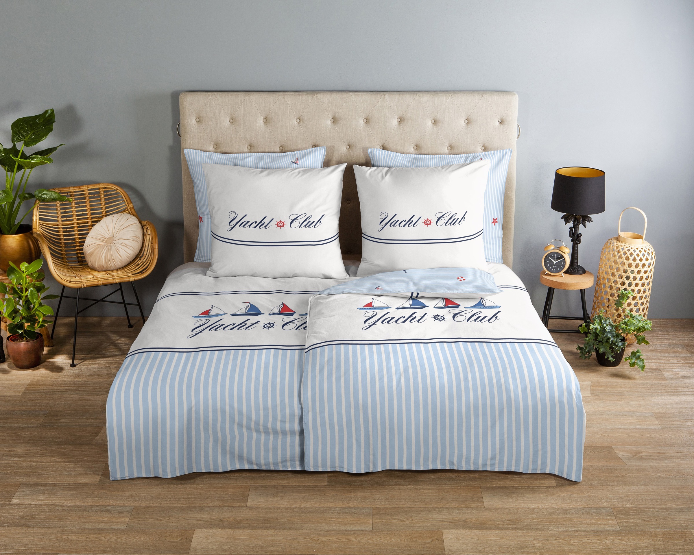 good morning Wendebettwäsche »Yachtclub«, 100% Baumwolle, Renforcé, Reißverschluss, Wendeoptik, Maritim, Boot