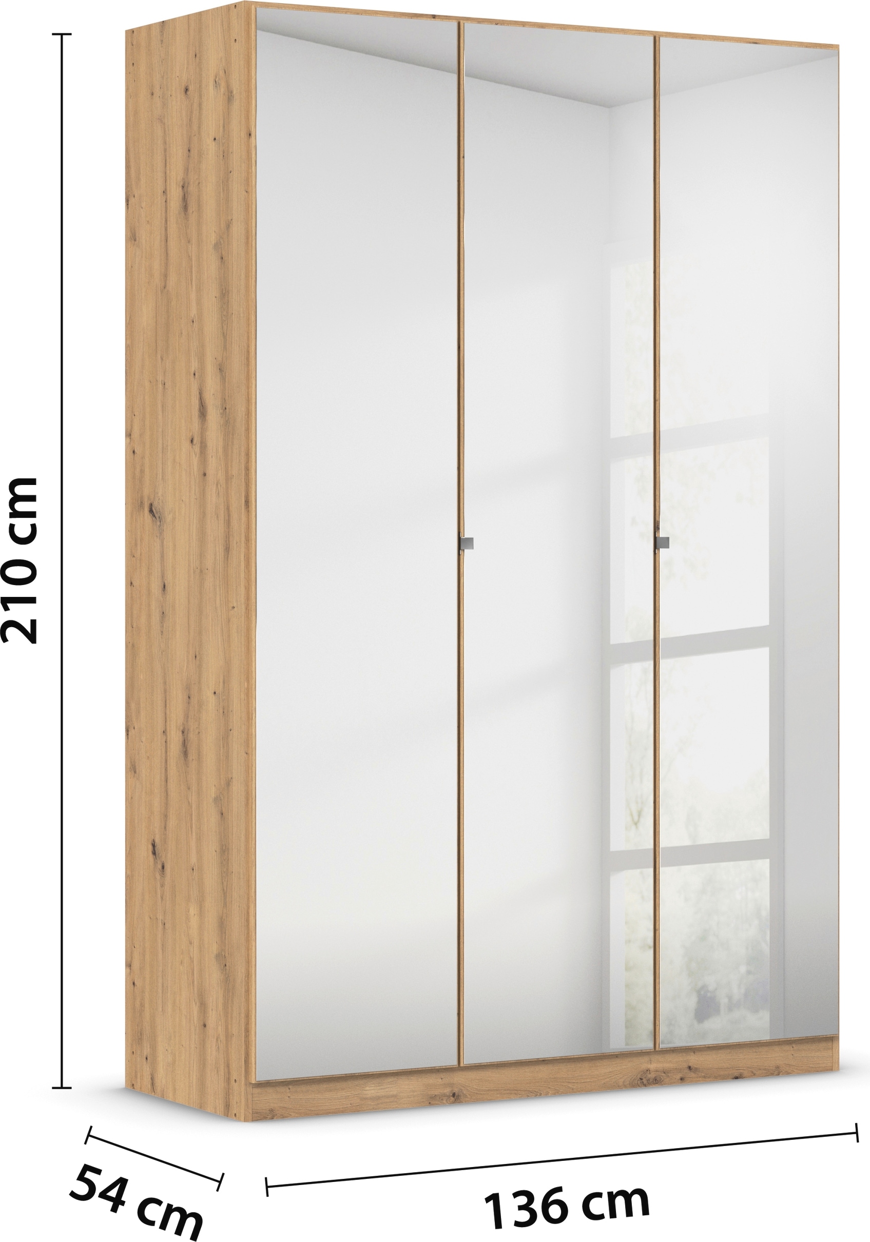 rauch Drehtürenschrank »Reflect«, mit Spiegelfront, inkl. praktischer Inneneinteilung und Stoffboxen-Set