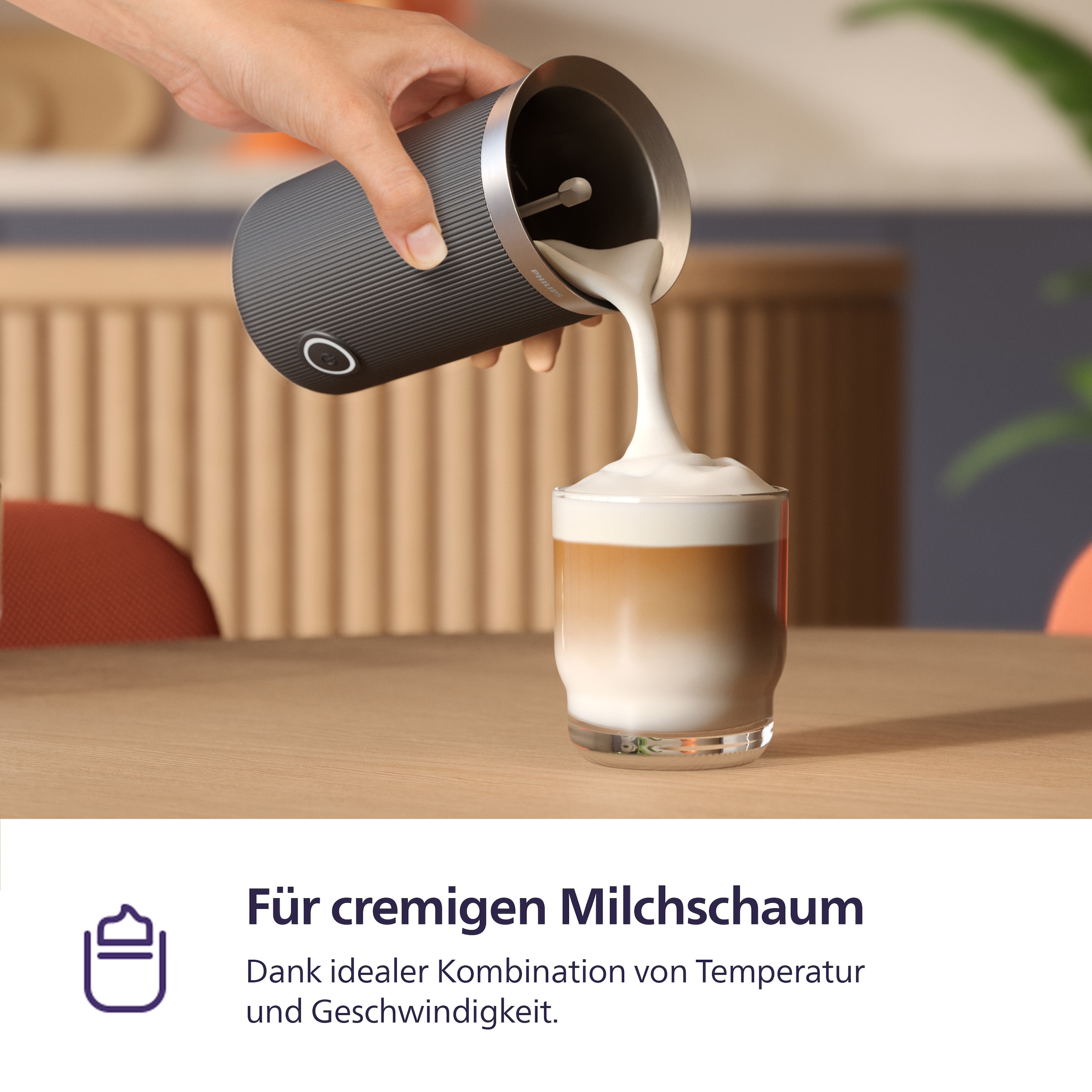 PHILIPS baristina Milchaufschäumer »BAR311, Antihaftbeschichtung, leichte Reinigung« 15,3 W warmer und kalter Milchschaum, 120 ml Fassungsvermögen