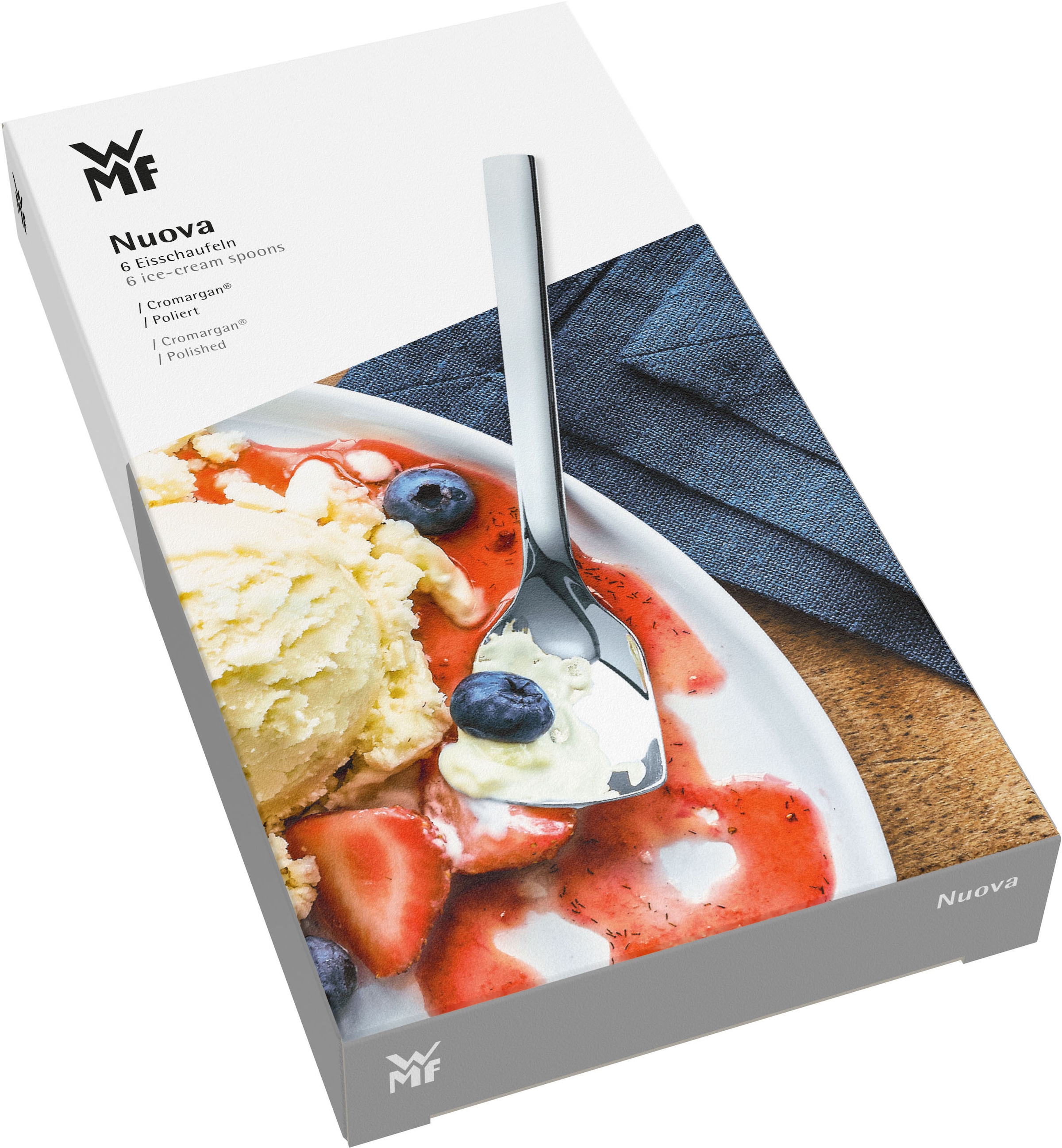 WMF Eislöffel »Nuova«, (Set, 6 tlg.), 6-tlg., 14 cm, Cromargan Edelstahl rostfrei 18/10, Geschenkverpackung