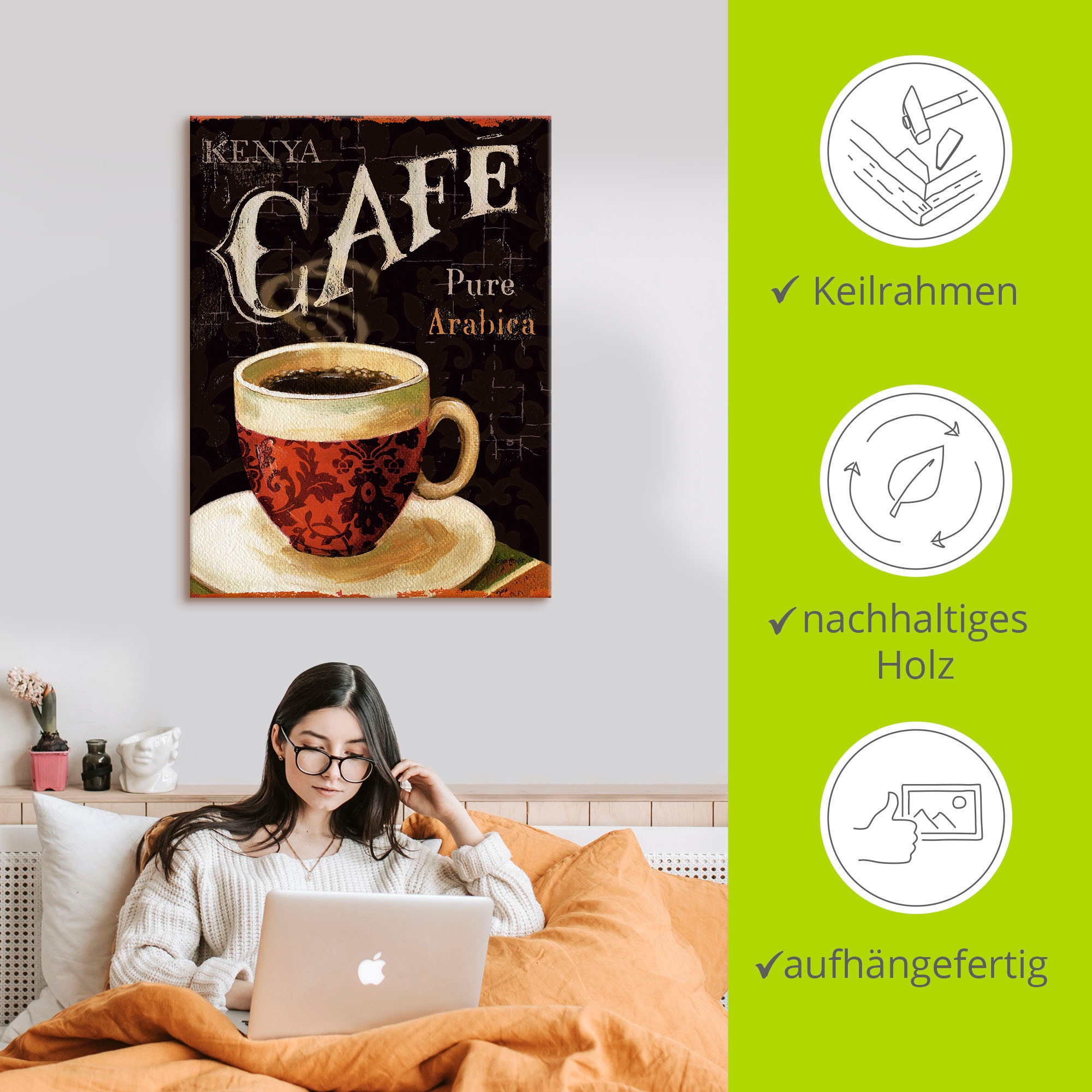 Artland Wandbild »Heutiger Kaffee I«, Getränke, (1 St.), als Leinwandbild, Poster in verschied. Größen