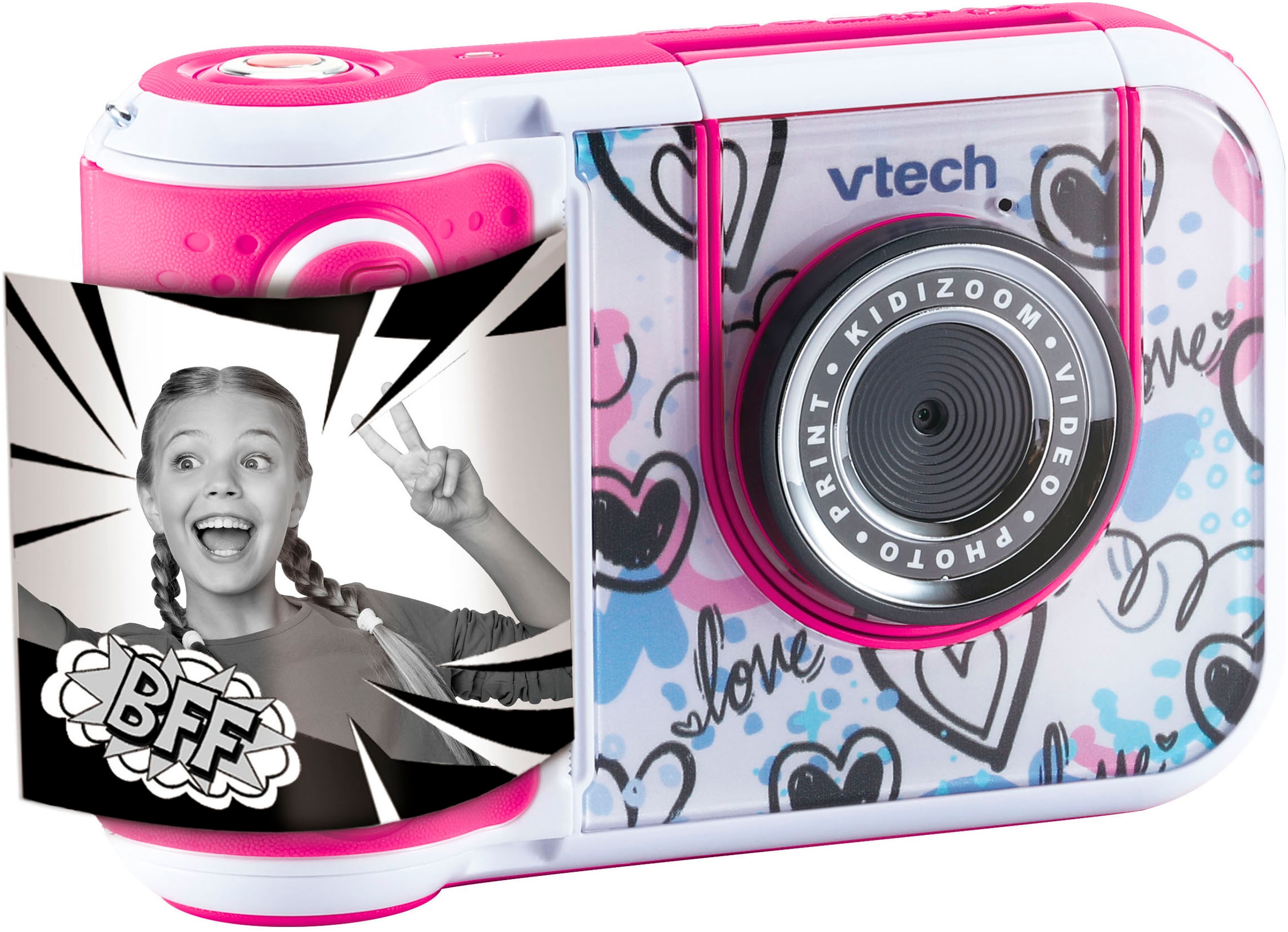 Vtech® Kinderkamera »KidiZoom Print Cam + Scrapbook Bundle«, 5 MP, mit eingebautem Thermodrucker, inkl, Thermopapier, Scrapbook + Stift