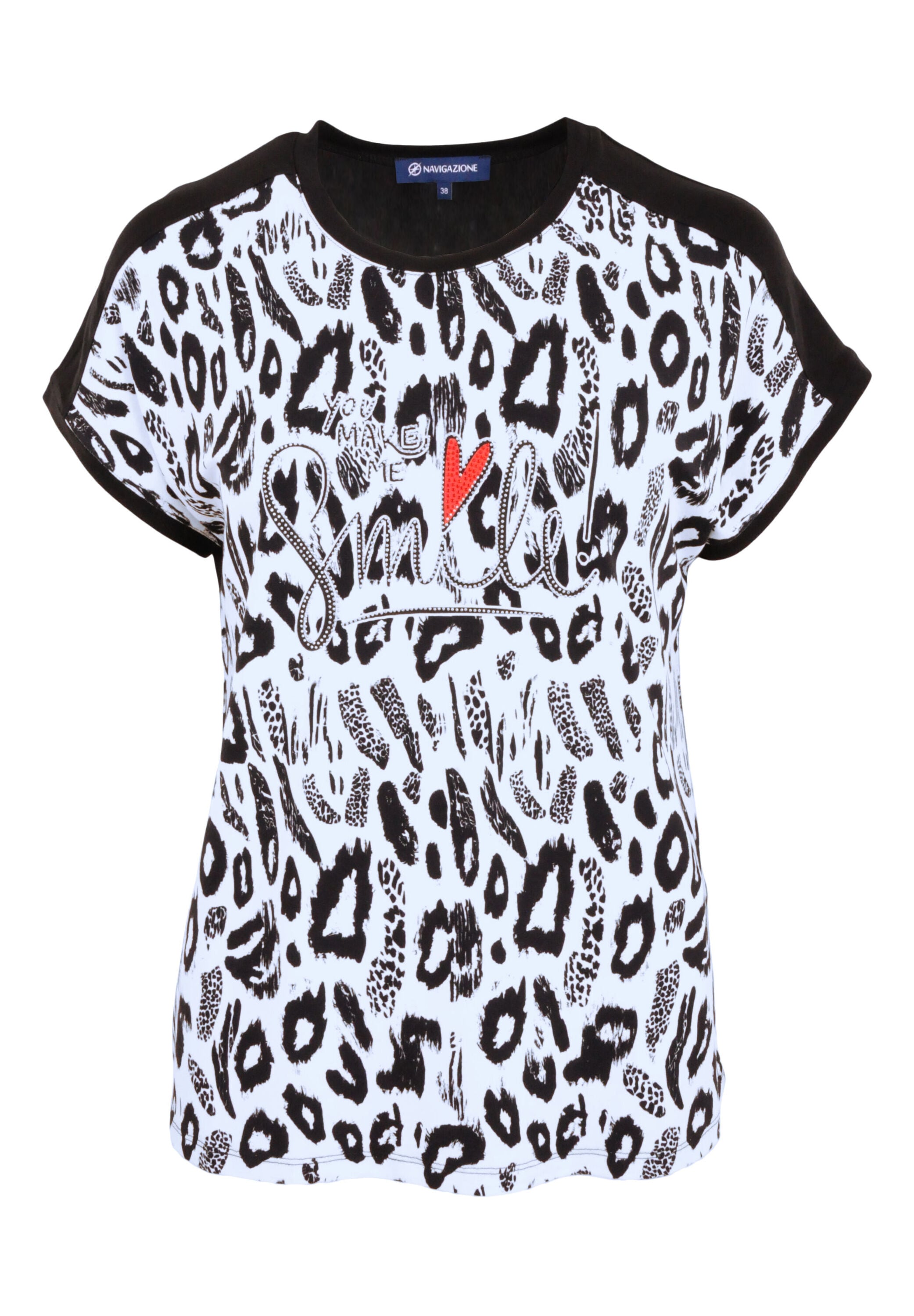 NAVIGAZIONE T-Shirt "NAVIGAZIONE Shirt" mit Schriftzug You Make Me Smile auf der Vorderseite