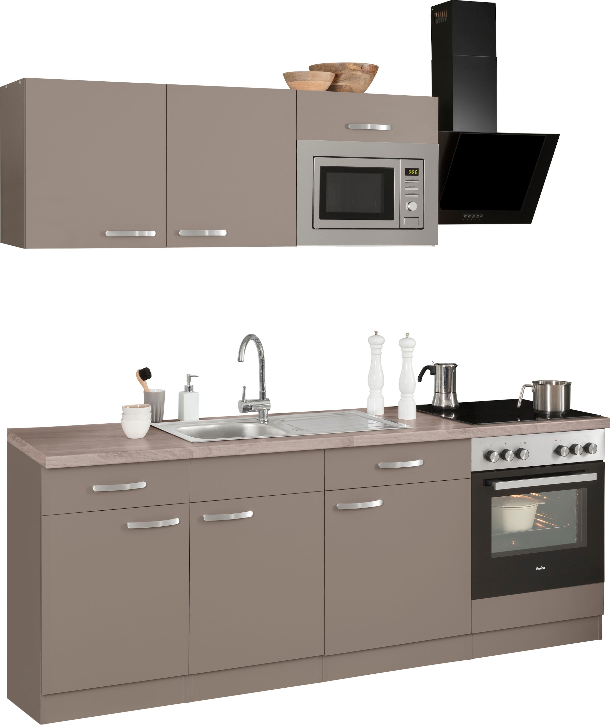 wiho Küchen Küchenzeile »Kansas«, mit E-Geräten, Breite 220 cm