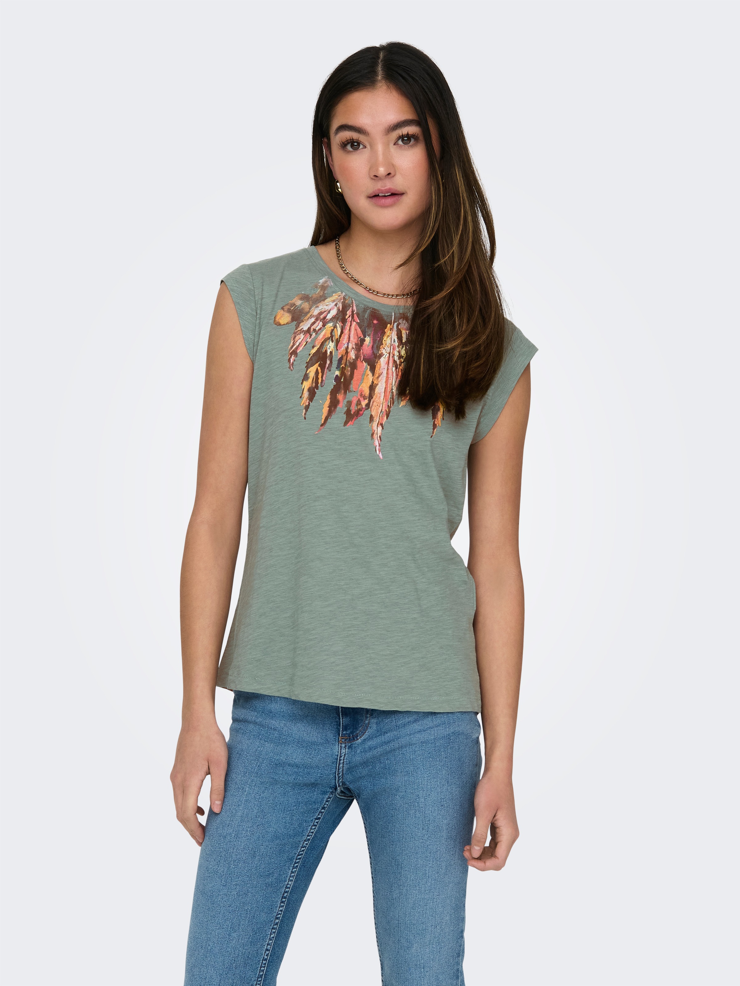 ONLY Kurzarmshirt »FEEL/FEATHERS TOP BOX CS JRS«