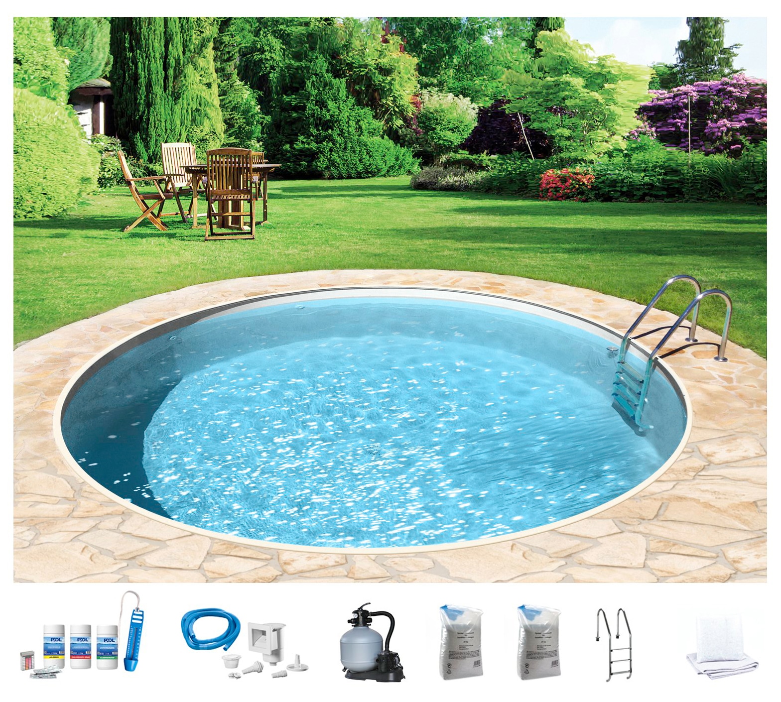 my POOL BWT Rundpool "mit sandfarbener Folie für den Karibik Look" Höhe: 150 cm, in versch. Größen verfügbar