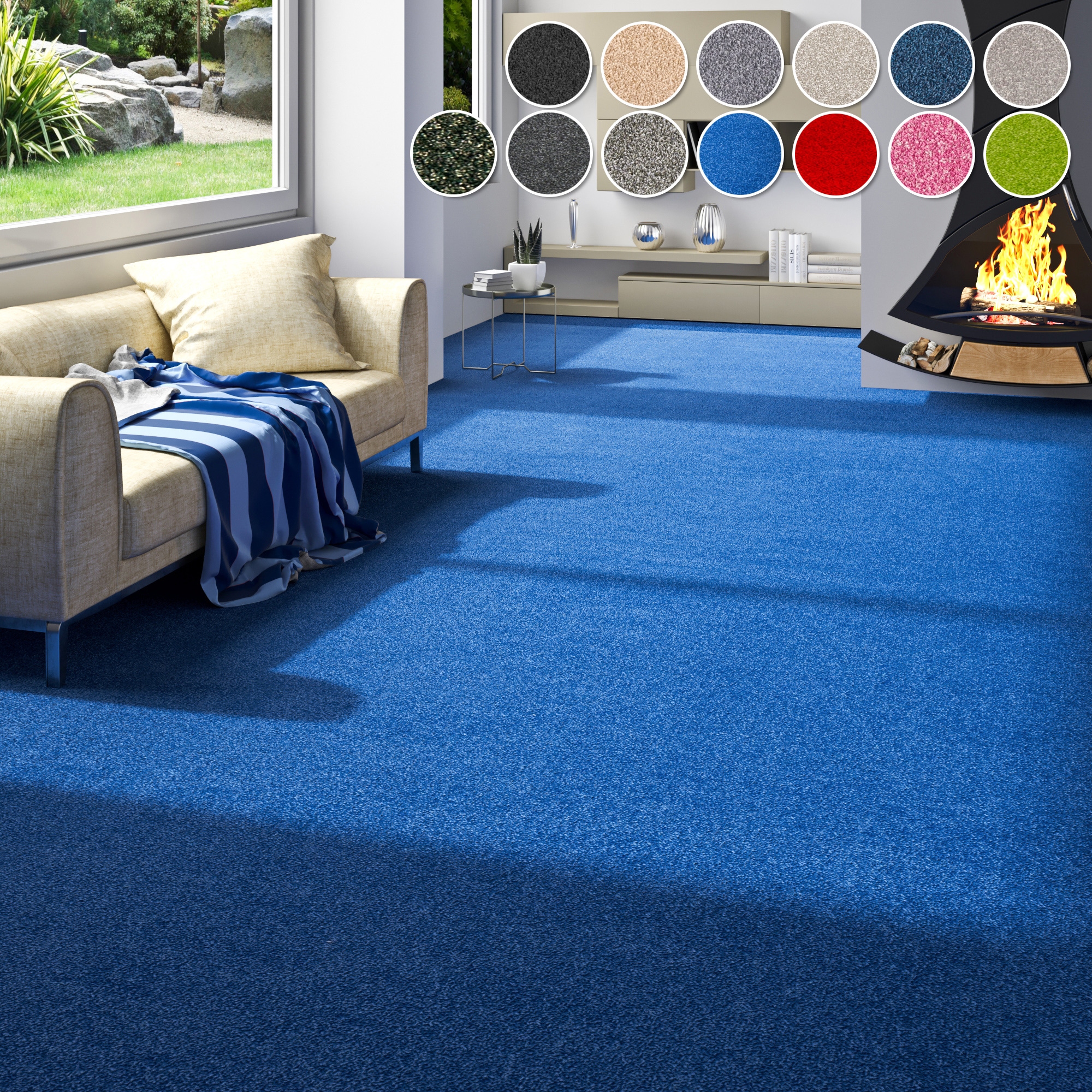 OTTO home Teppichboden "Zephyra, Schlinge, Gesamthöhe 8 mm, Made in Netherlands" rechteckig Uni Farben, Breite 400 cm, strapazierfähig, Wohnzimmer, Schlafzimmer