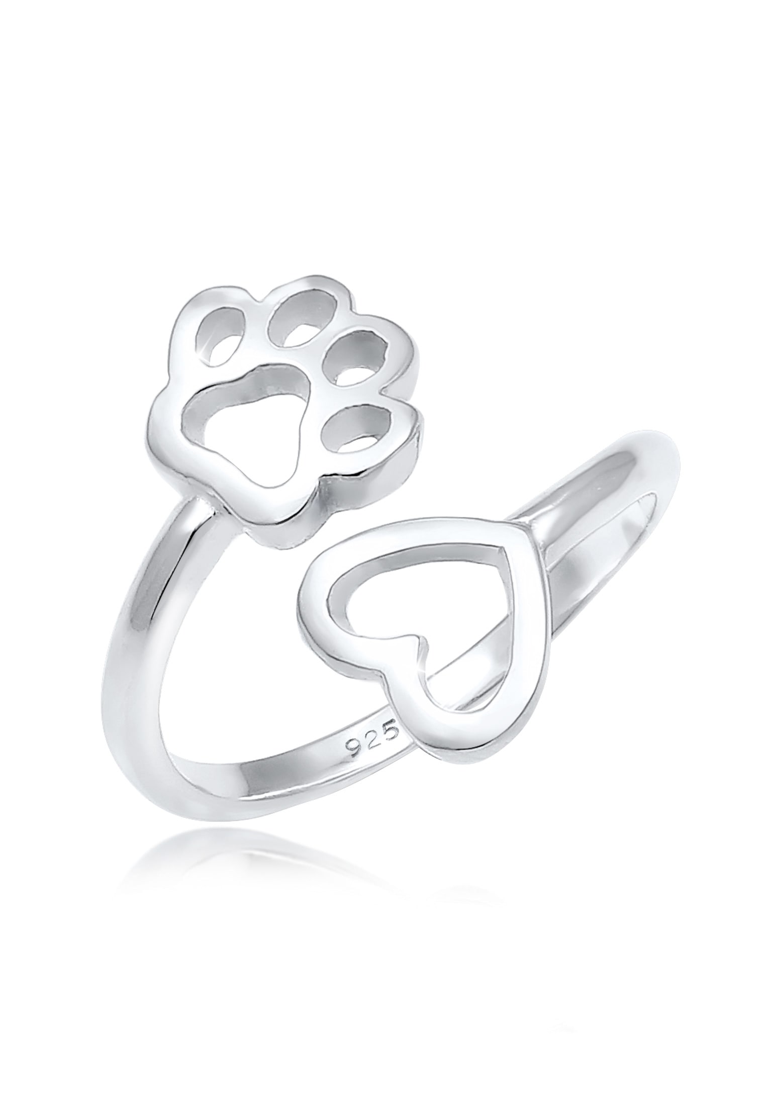 Nenalina Fingerring »Herz Pfote Tierliebe Offen Verstellbar 925 Silber«