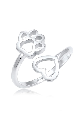 Fingerring »Herz Pfote Tierliebe Offen Verstellbar 925 Silber«