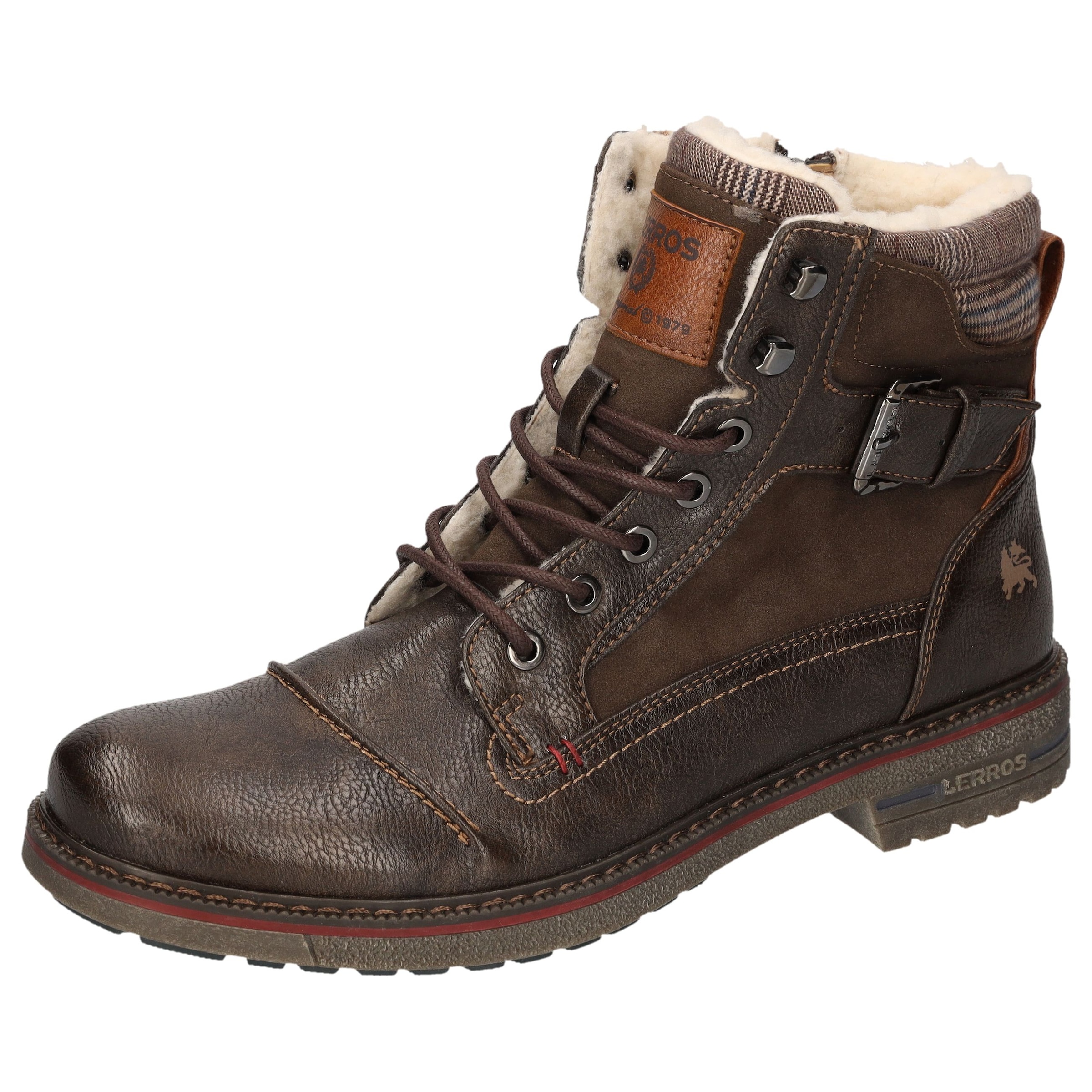 LERROS Workerboots, Schnürboots mit gepolstertem Karo-Schaftrand