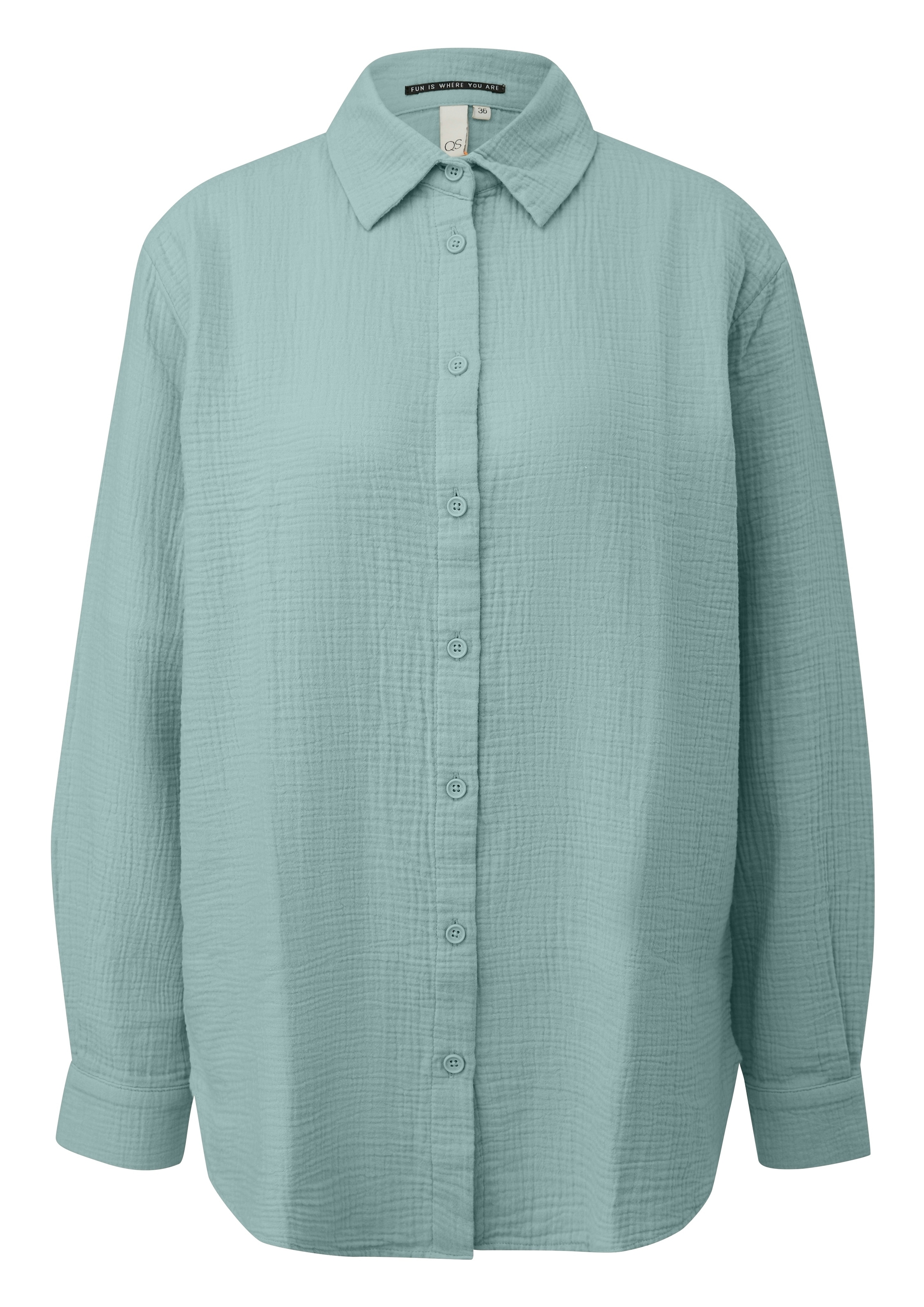 QS Langarmbluse Bluse extra lang, in Crashed-Optik