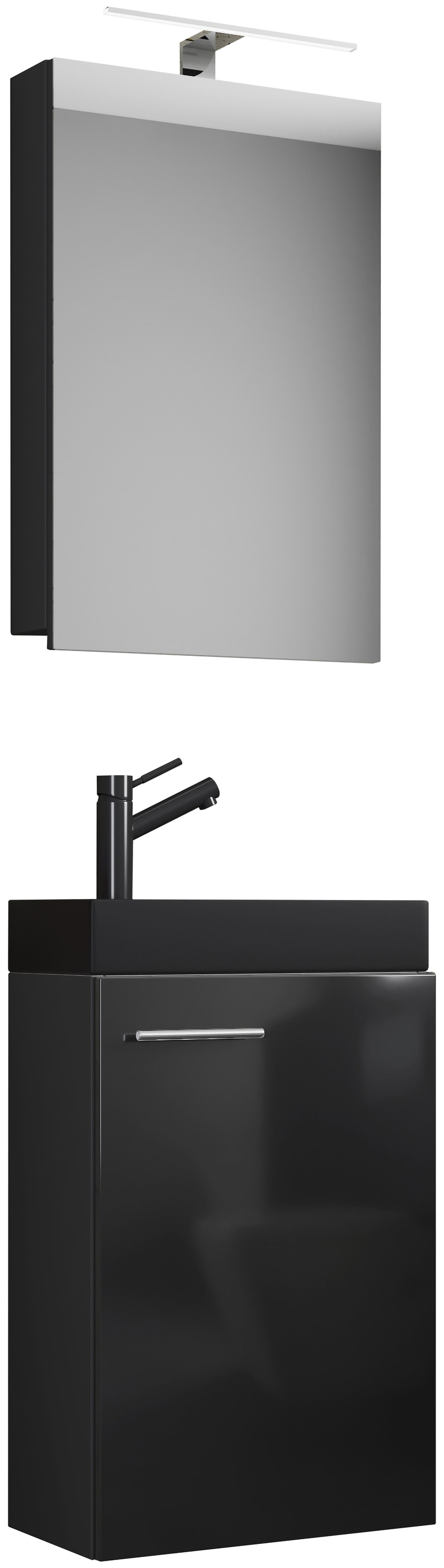 VCM Waschtisch "3tlg Waschtisch Slito SC Toilette schmal Schwarz" 3 Stk. tlg.