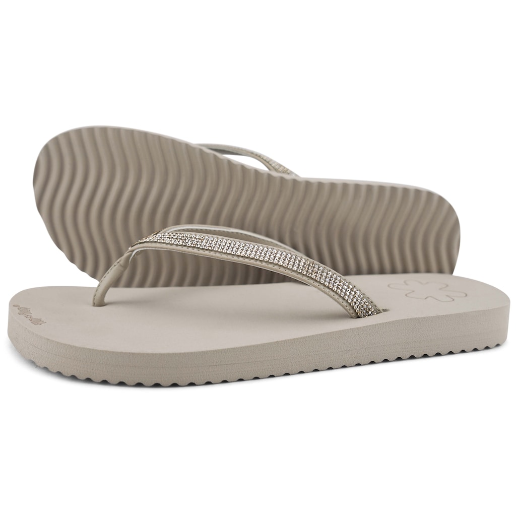 Flip Flop Zehentrenner »flip*«, Sommerschuh, Schlappen, Poolsildes mit funkelnden Riemchen