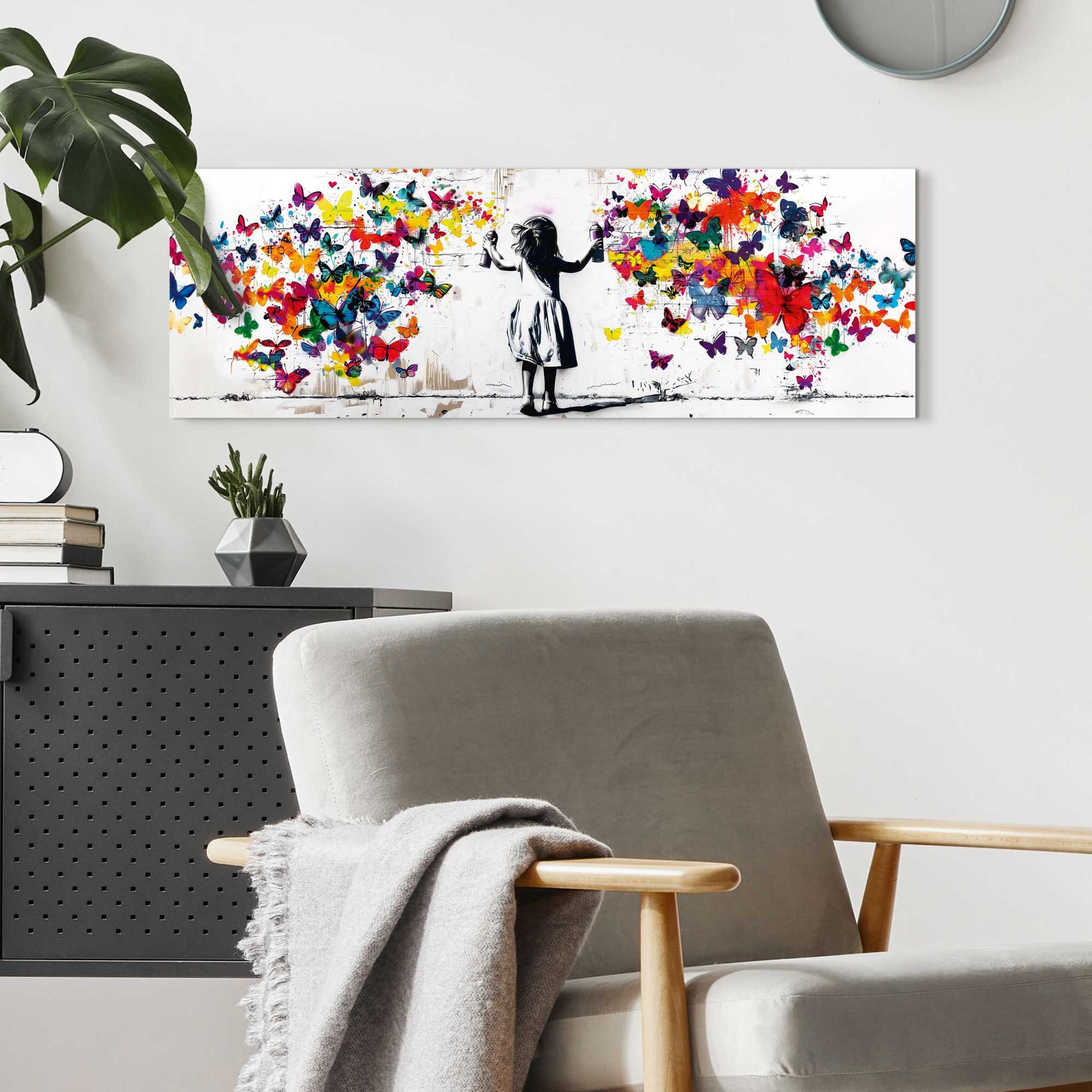 Reinders! Deco-Panel »Graffiti-Schmetterlinge«, Teenager Zimmer - Mehrfarbig - MDF - Street Art - 90x30 cm