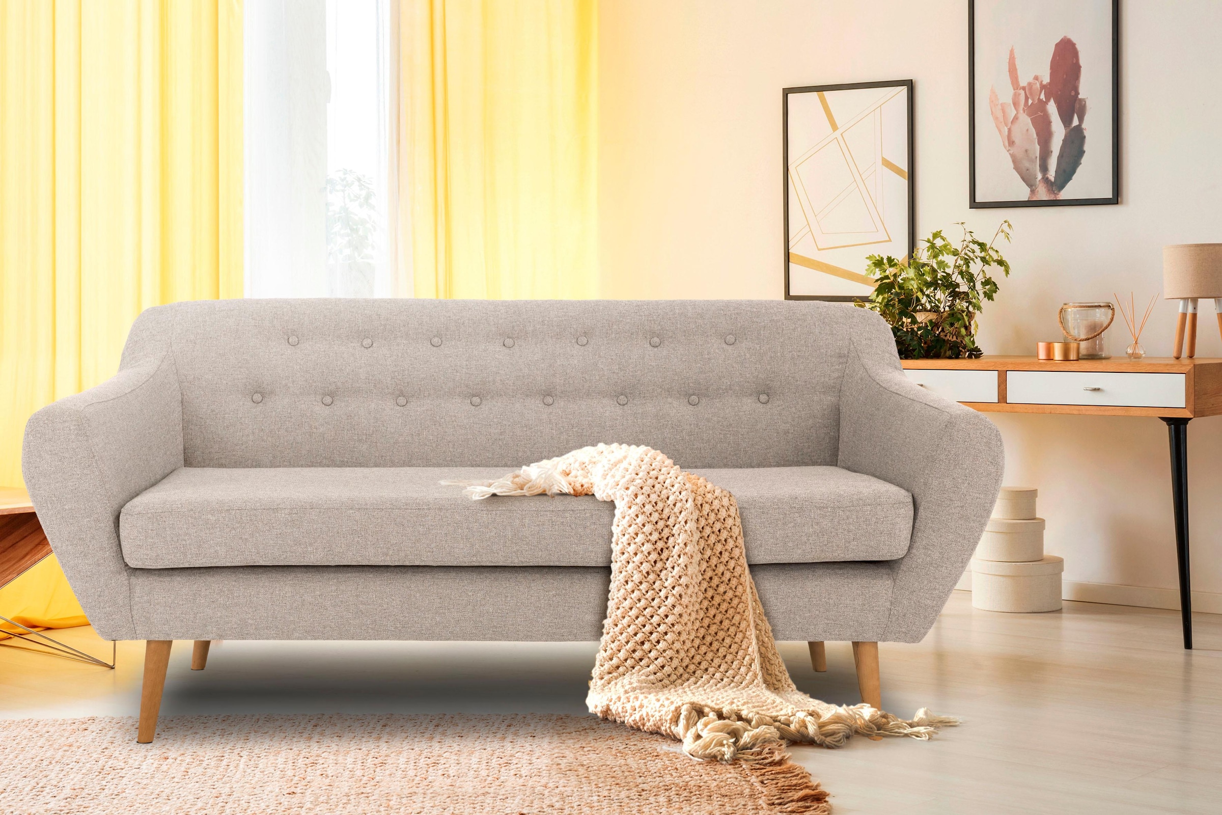 Home affaire 3-Sitzer "Renne" mit Heftung im Rücken im skandinavischem Stil günstig online kaufen